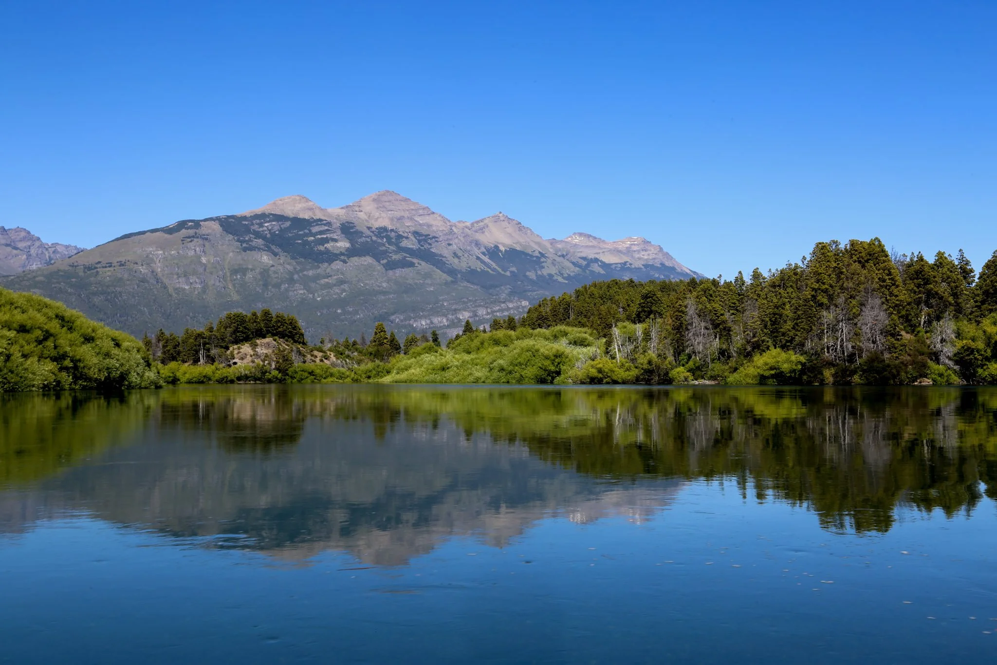 Mirror-calm lakes and still rivers in Patagonia