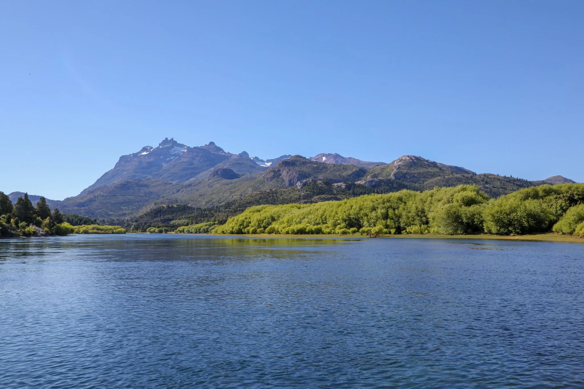 Mirror-calm lakes and still rivers in Patagonia