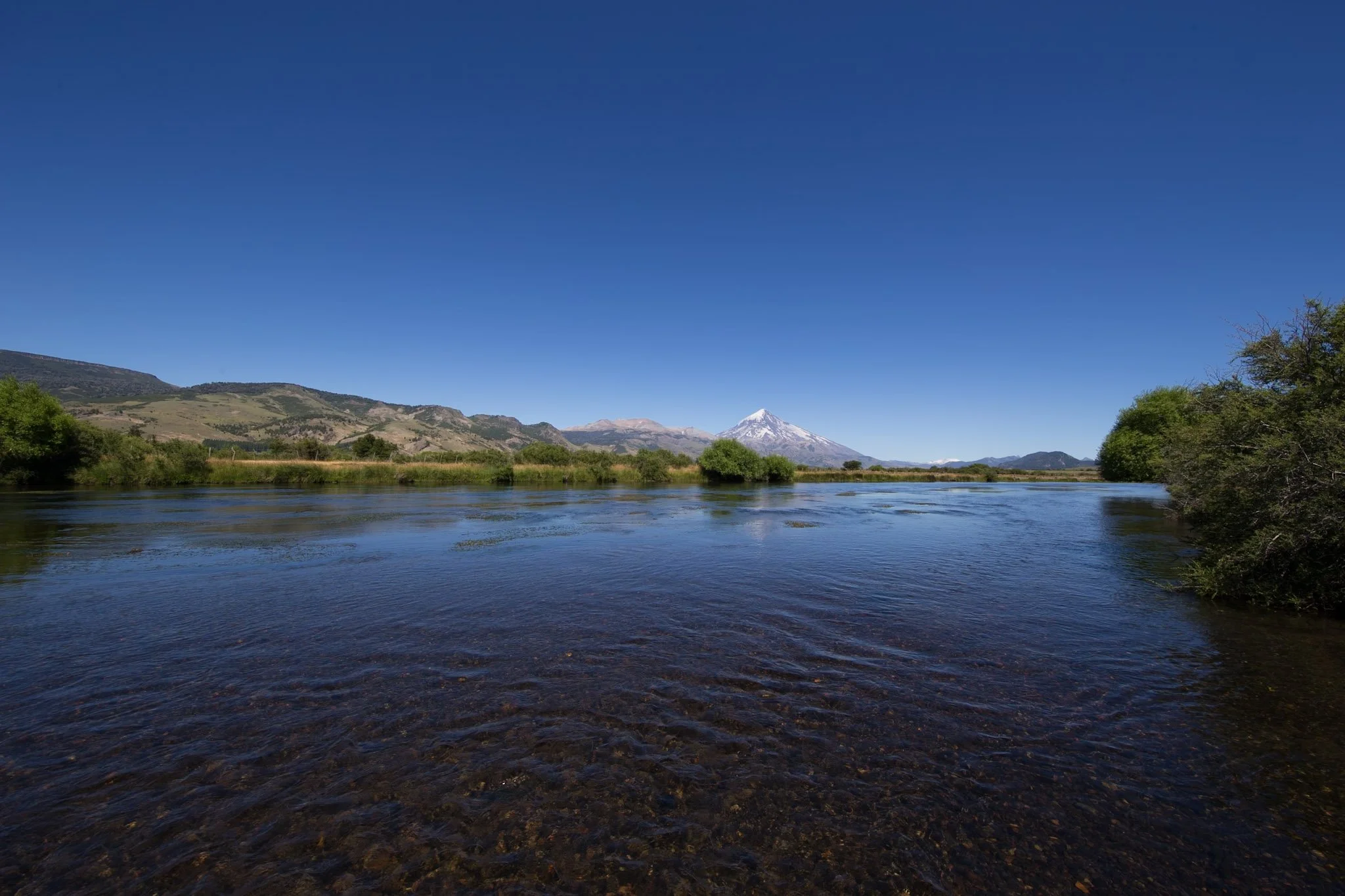 Mirror-calm lakes and still rivers in Patagonia