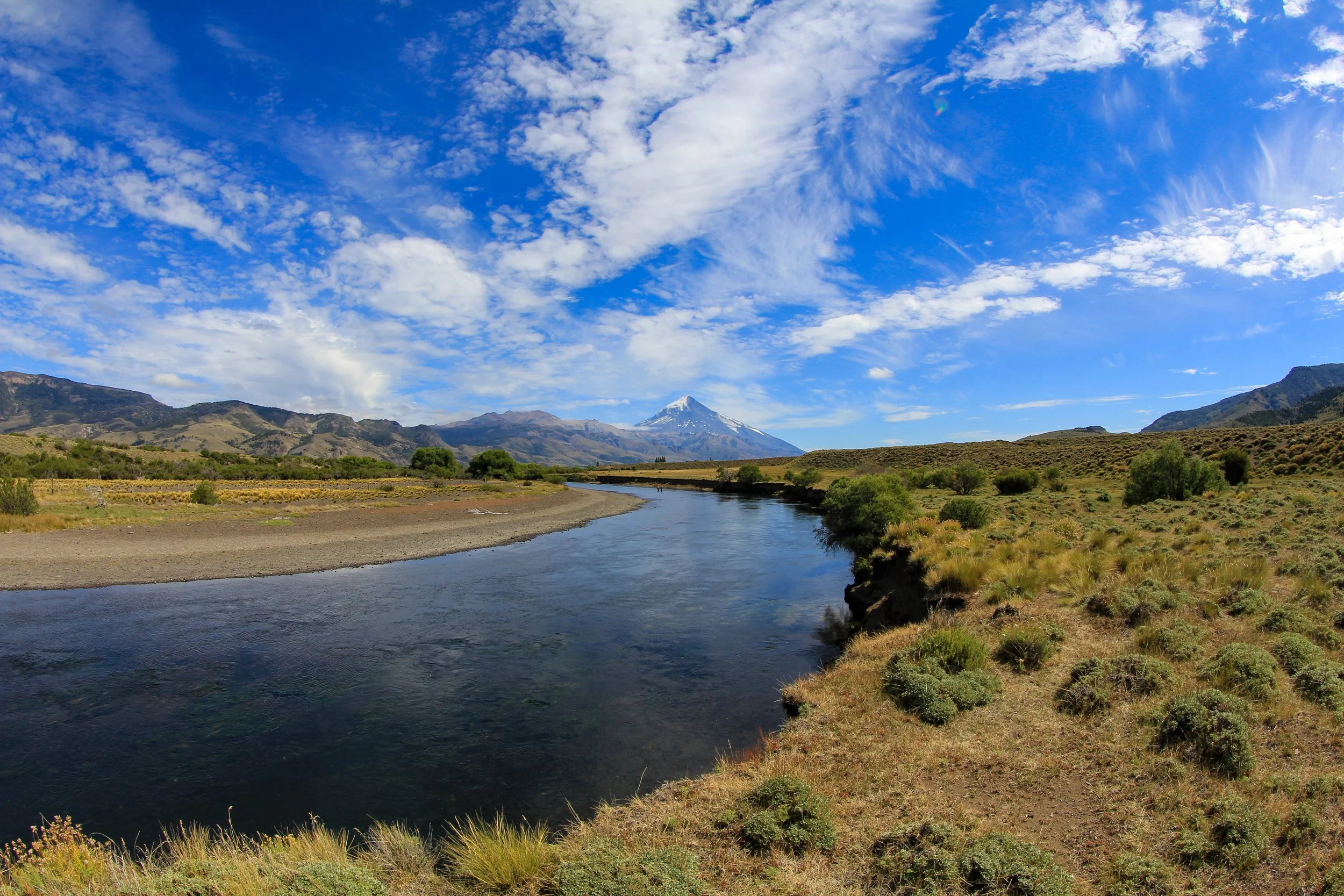 Mirror-calm lakes and still rivers in Patagonia