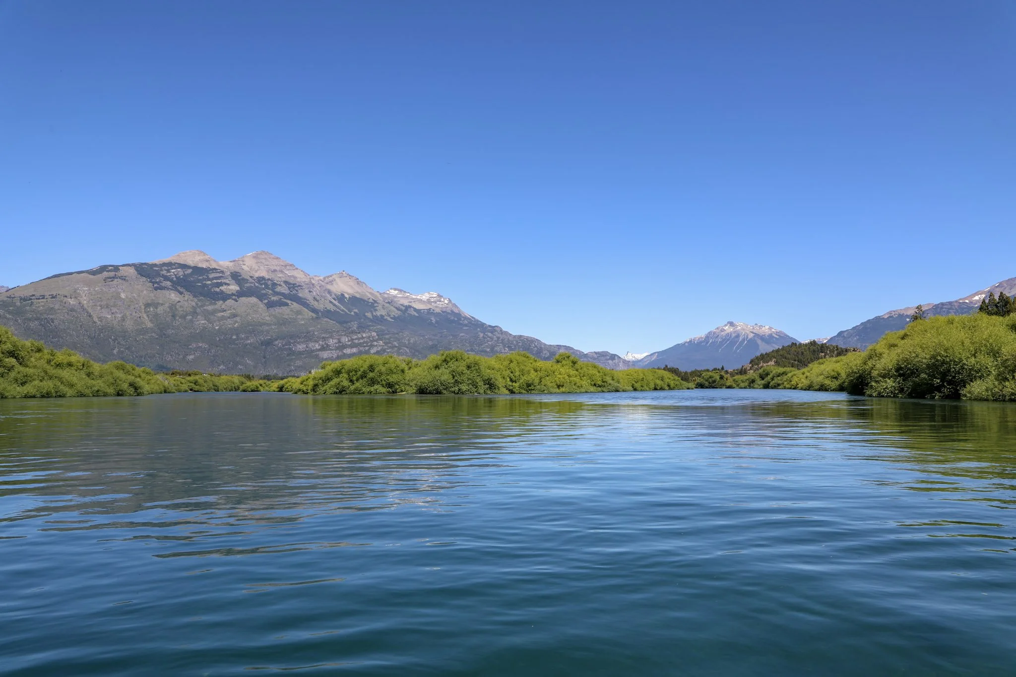 Mirror-calm lakes and still rivers in Patagonia