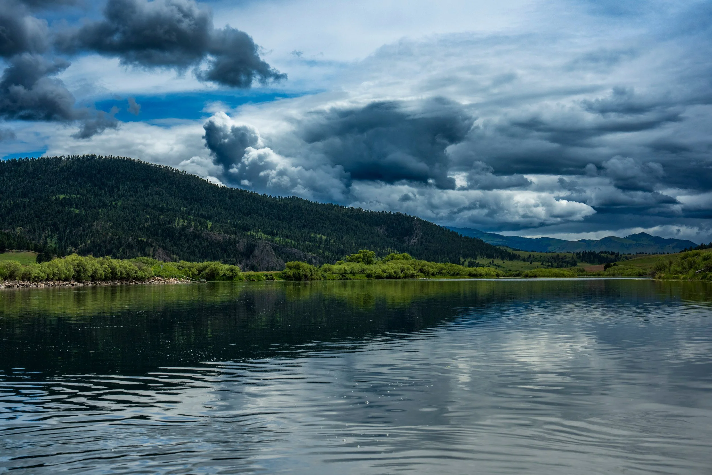 Dramatic sky over the river, Montana