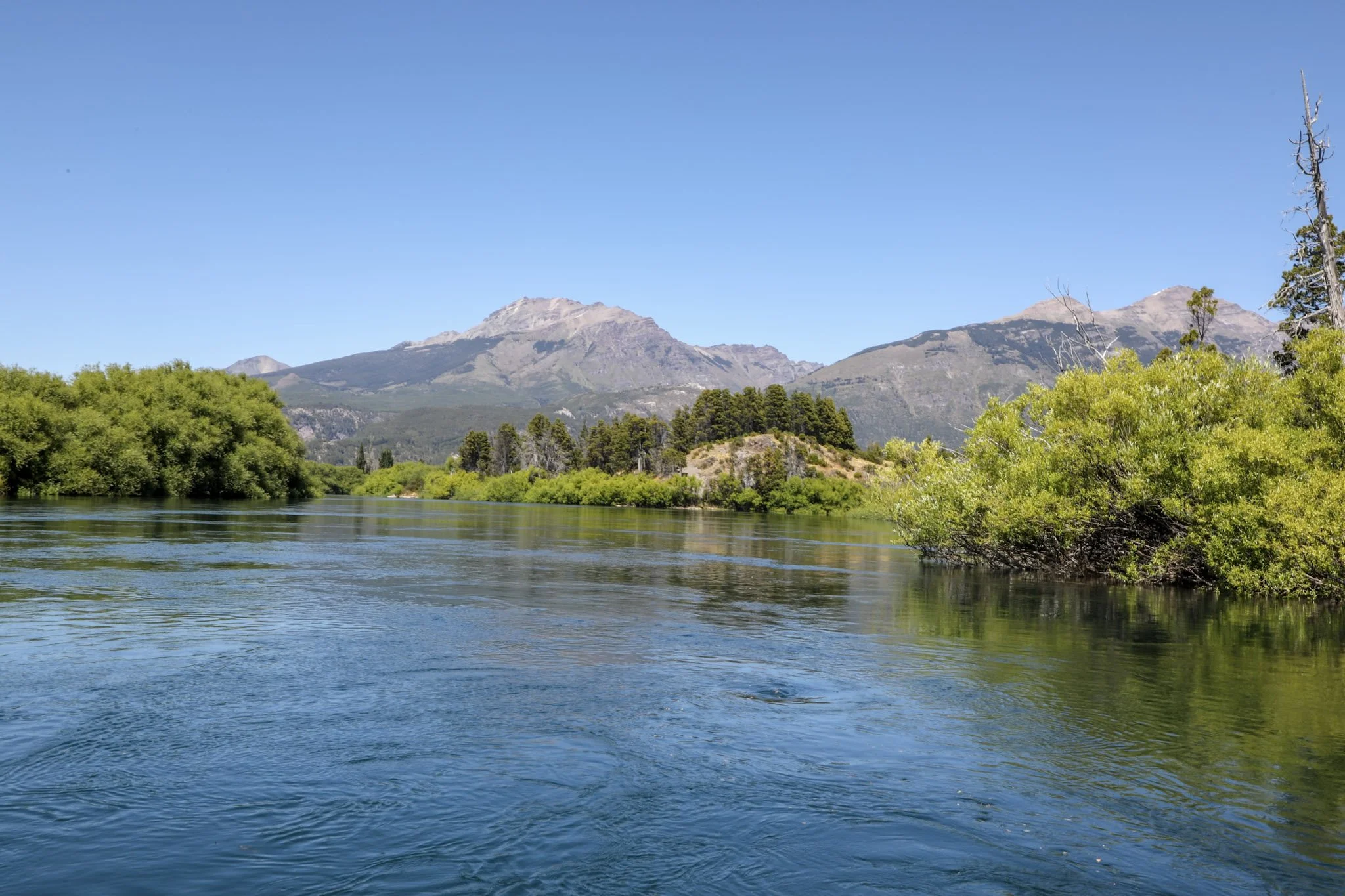 Mirror-calm lakes and still rivers in Patagonia