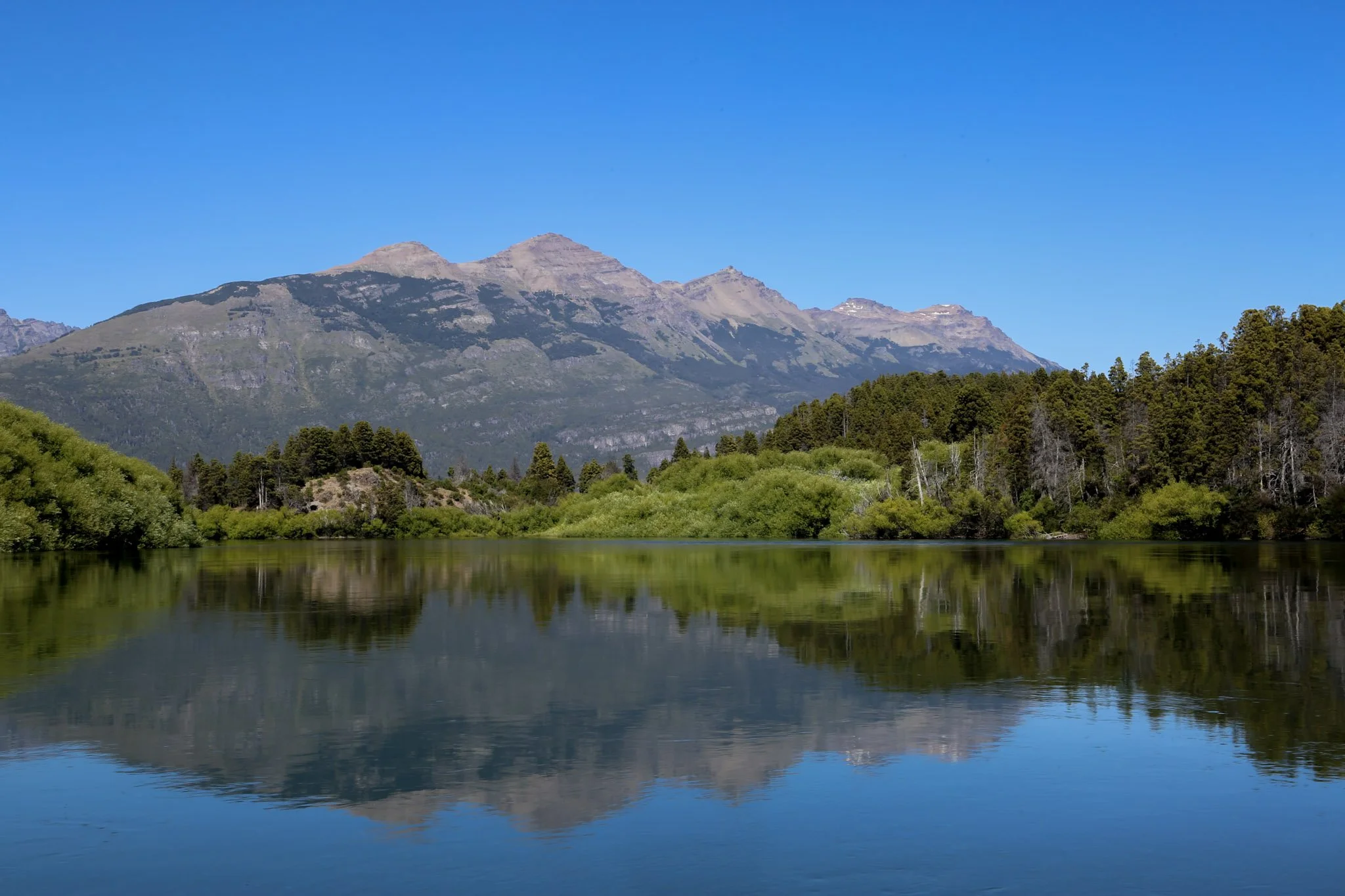 Mirror-calm lakes and still rivers in Patagonia