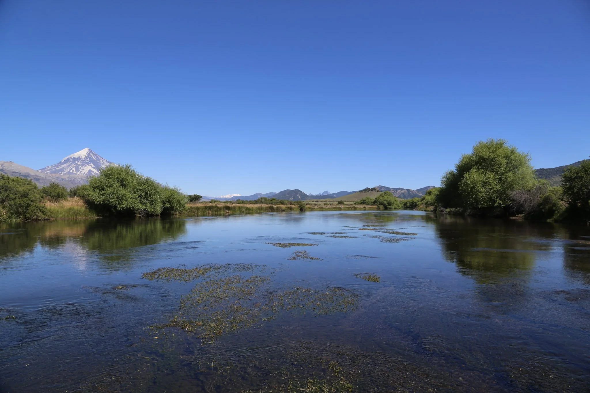 Mirror-calm lakes and still rivers in Patagonia