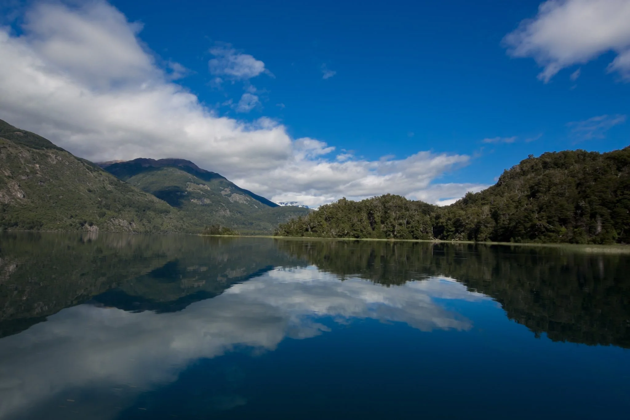 Mirror-calm lakes and still rivers in Patagonia