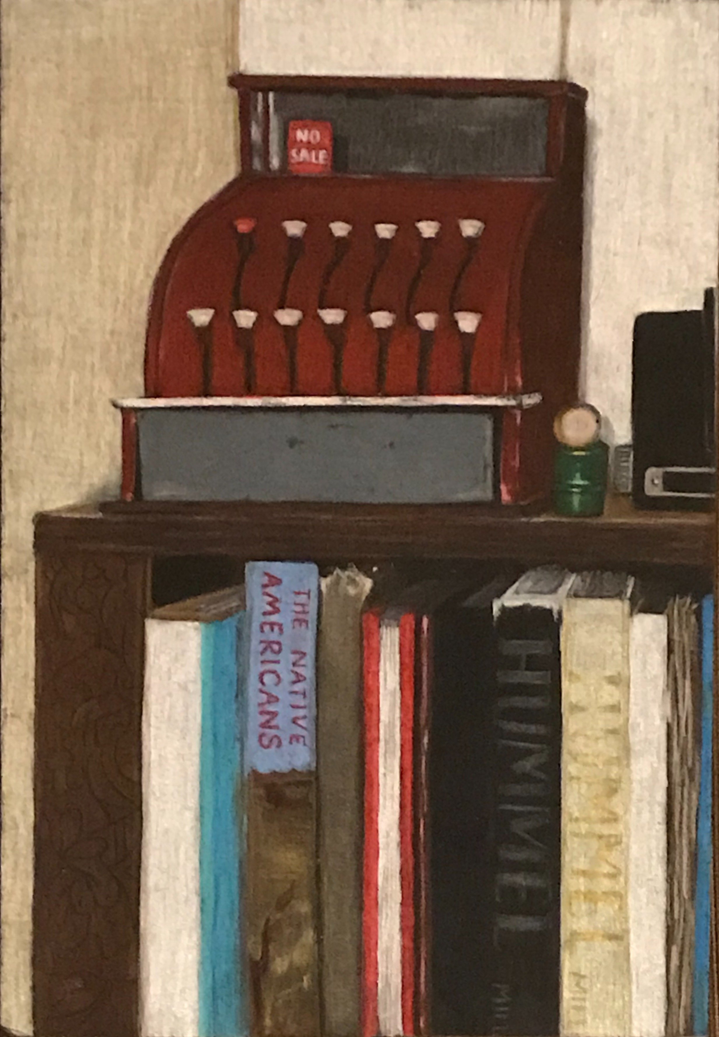 Bookshelf Triptych (piece I), 2019 | 
colored pencil on black drawing board |
9"w x 12"h