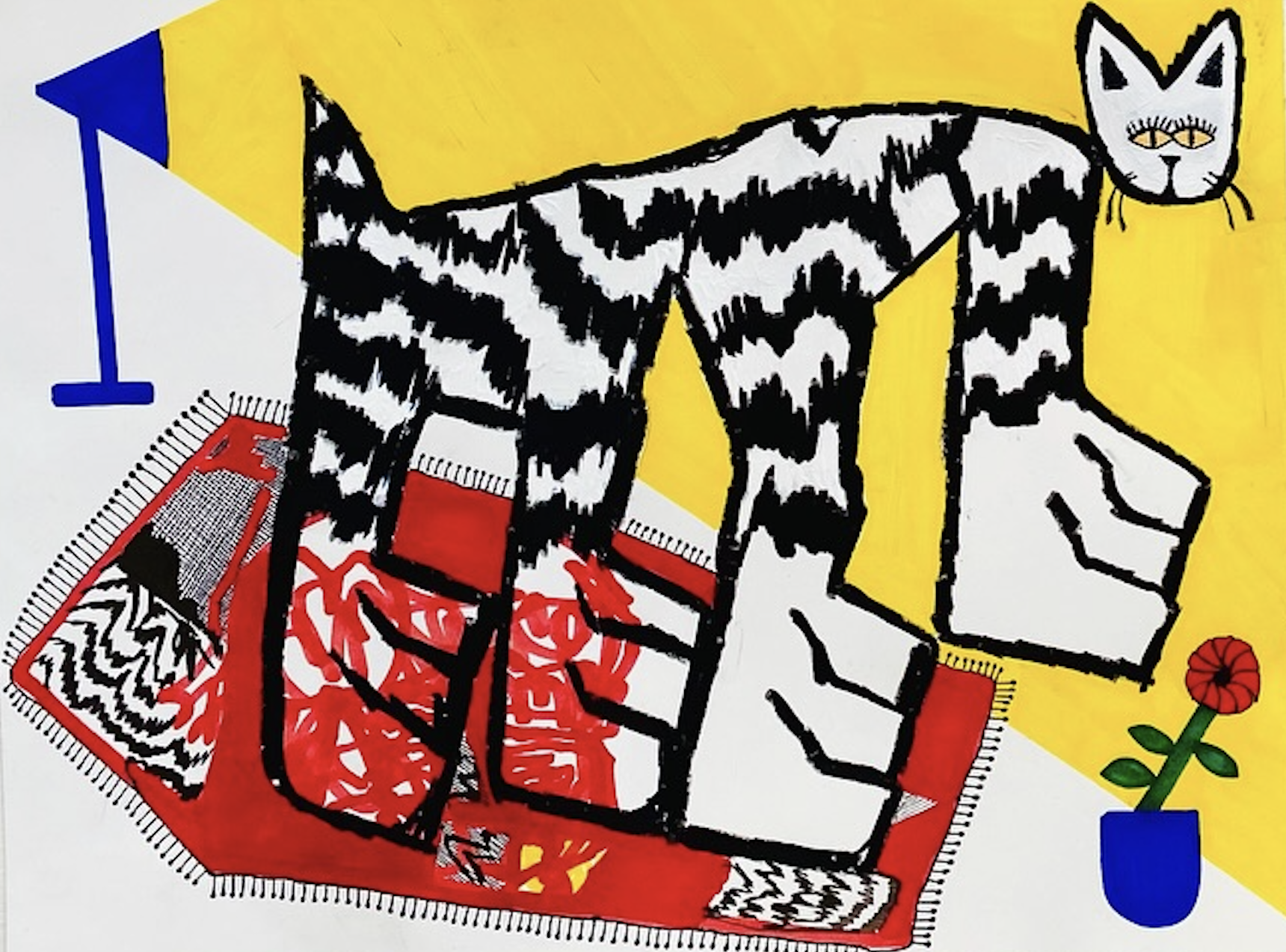 Un Lámpara Alumbrando a Gato sobre Alfombra 21,6 cm x 33 cm