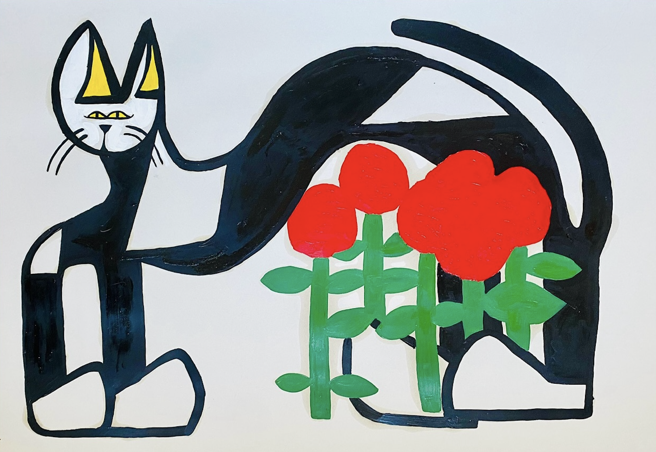 Gato Escondido Detrás de Flores 100 cm x 70 cm