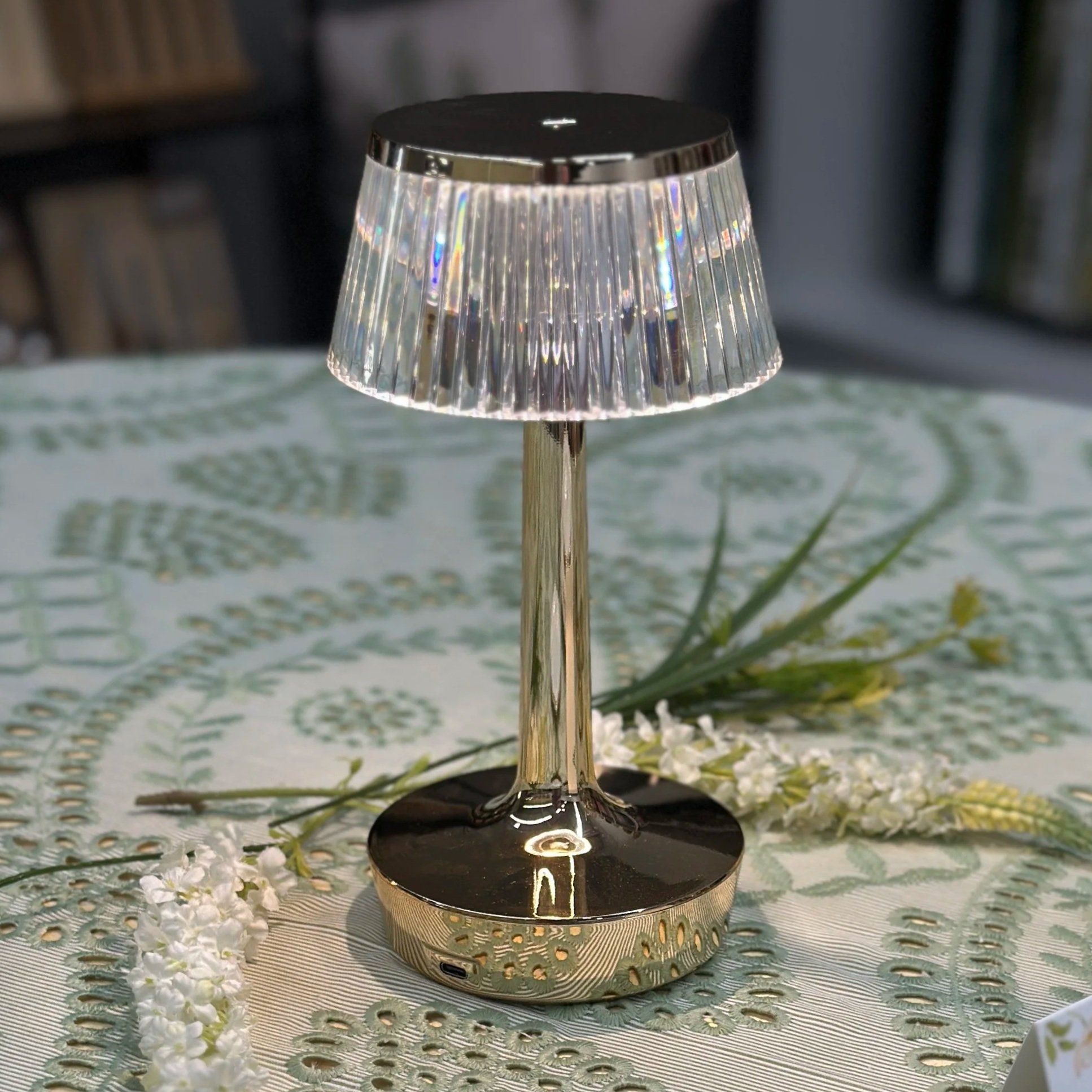 Gold LED Wedding Table Lamp Rental JayBird Weddings and Events