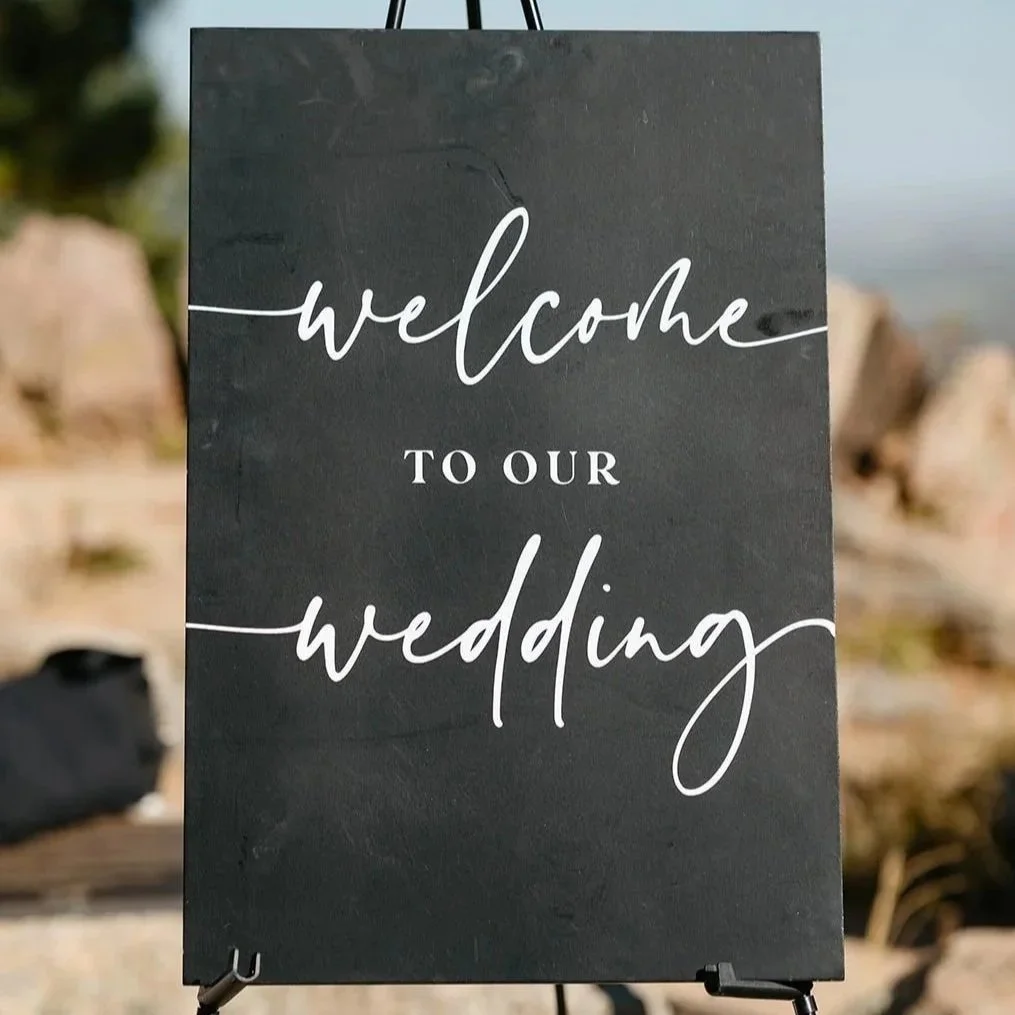 Black and White Wedding welcome sign JayBird Weddings and Events