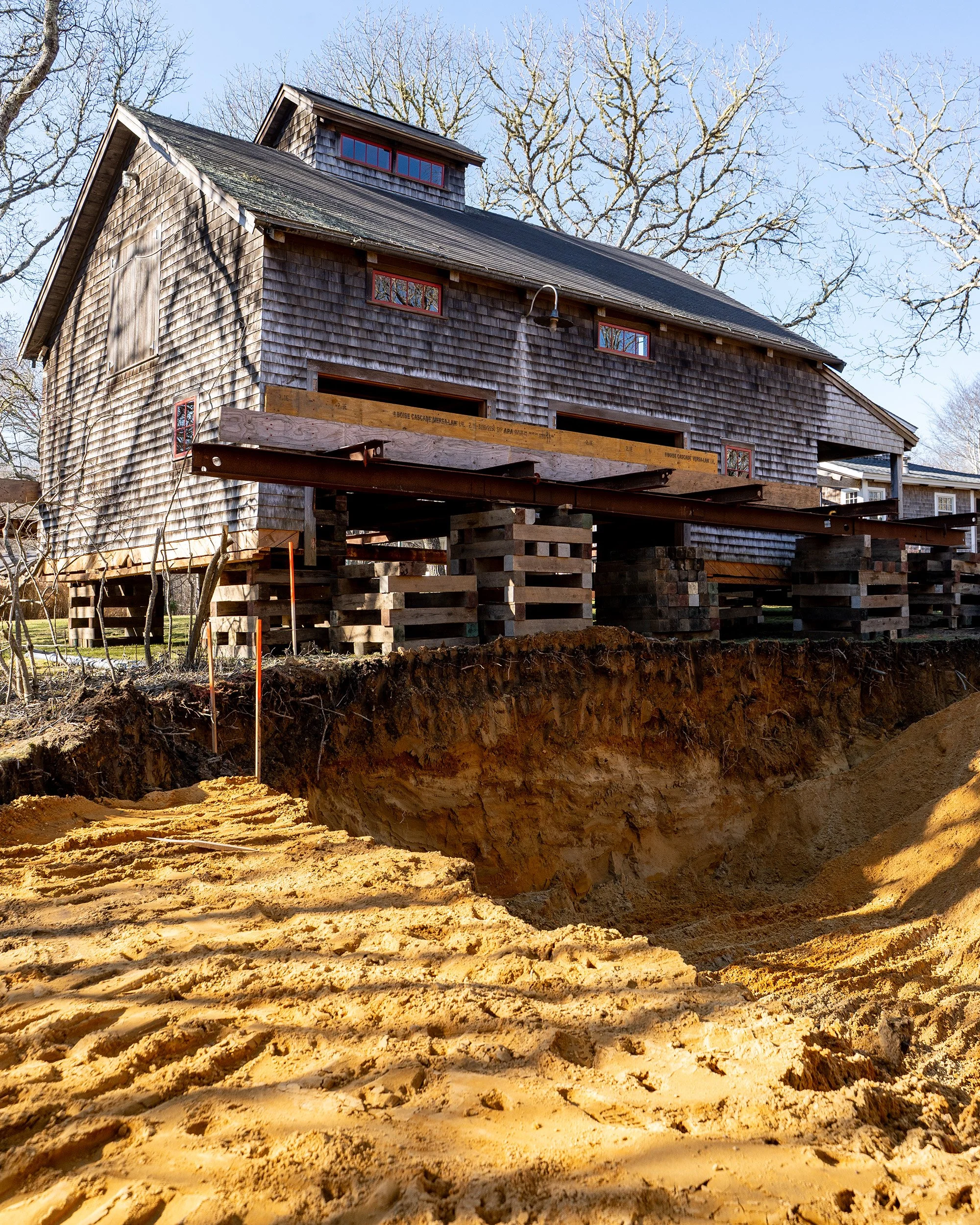 Here we are lifting an old barn to pour a foundation and then convert it into an ADU on Martha's Vineyard