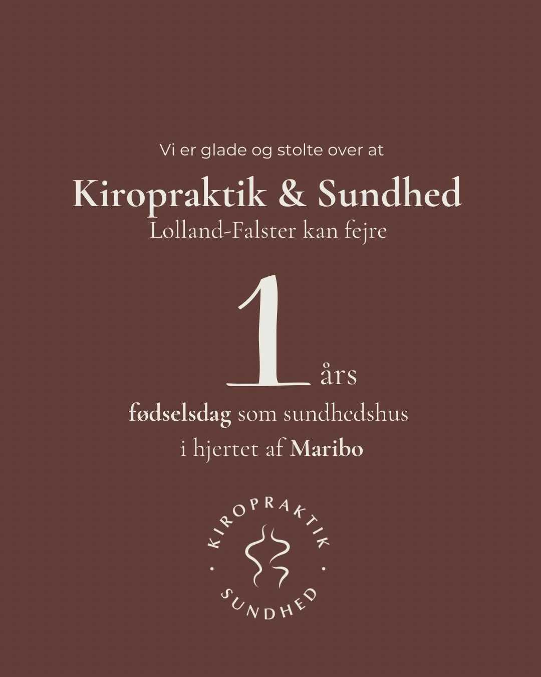 Kiropraktik &amp; Sundhed Lolland-Falster kan i denne uge fejre 1-&aring;rs f&oslash;dselsdag som sundhedshus i hjertet af Maribo.

Det har v&aelig;ret en helt fantastisk rejse, og jeg er utrolig stolt over, hvad det lyser&oslash;de hus p&aring; bare