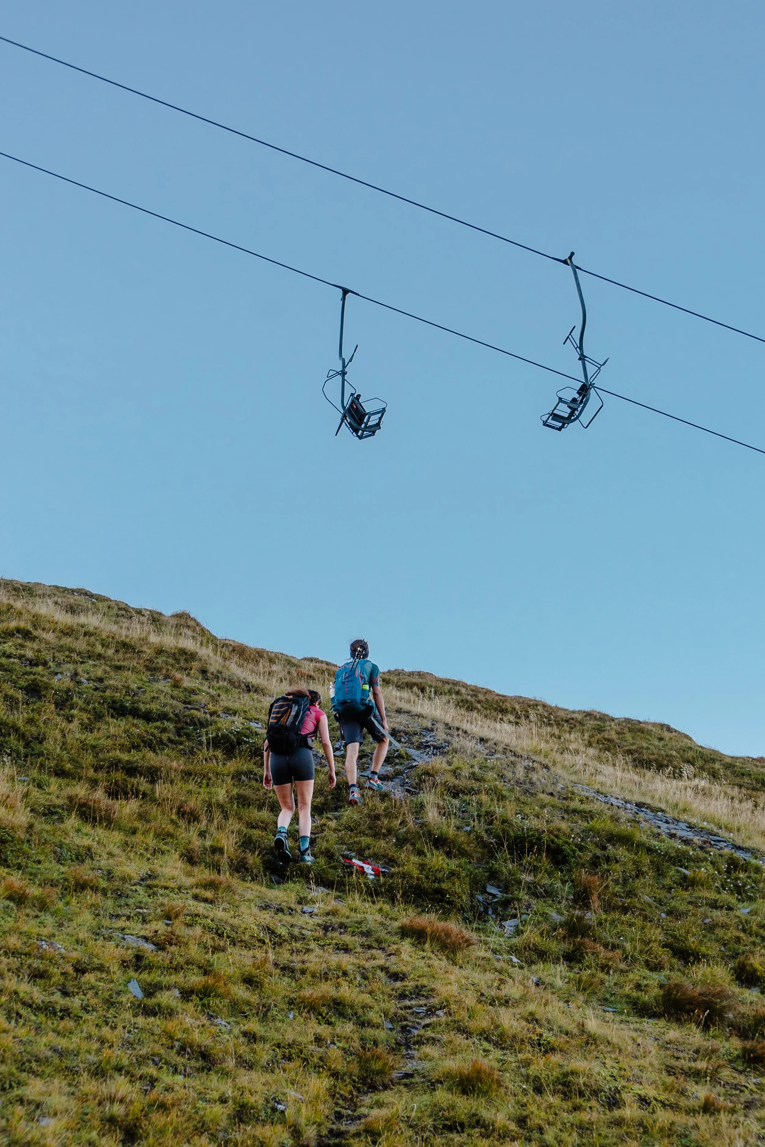 Es geht über die Gamsleiten 2 Skipiste steil bergauf