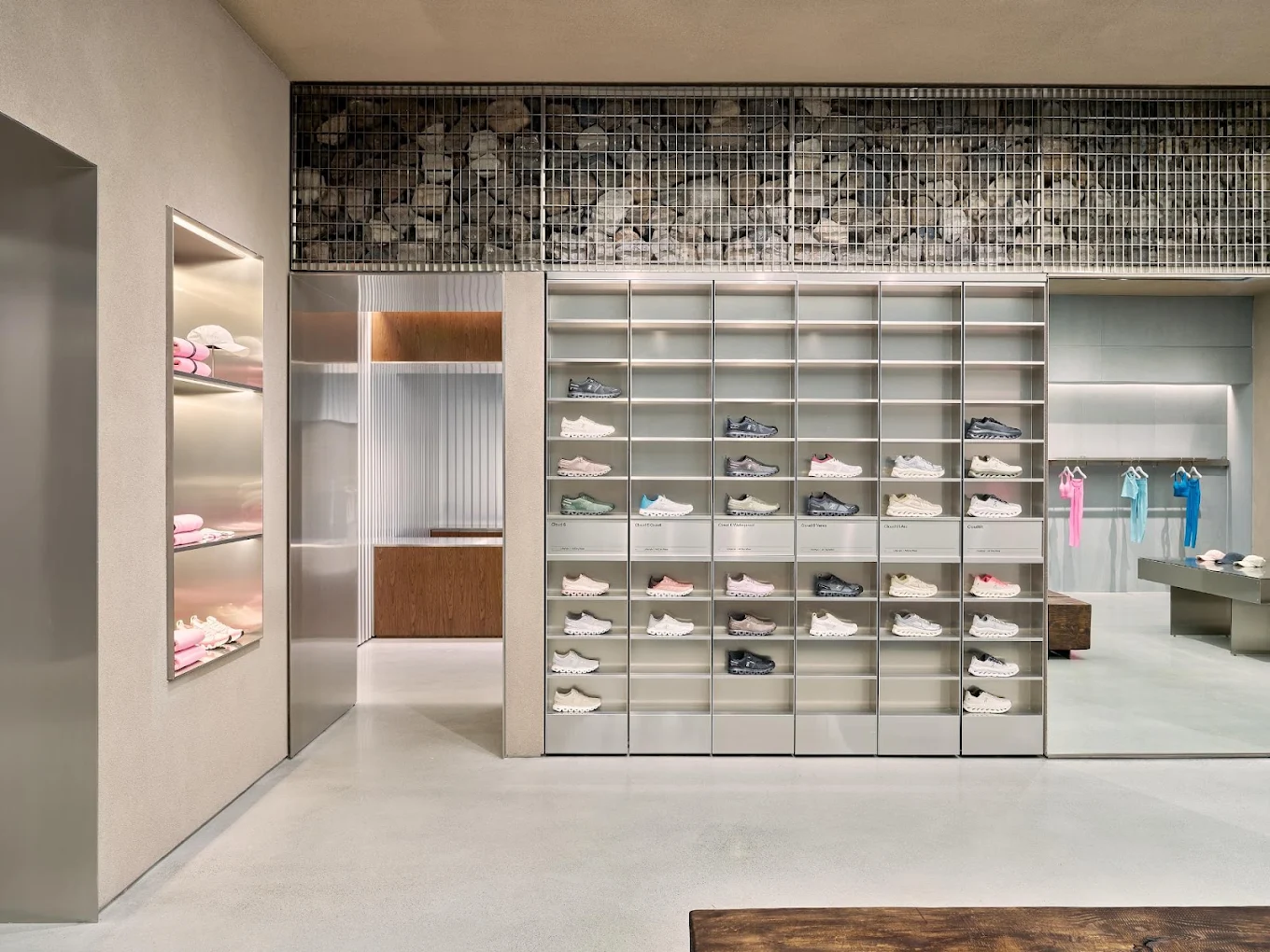 Artificial rock display in retail space