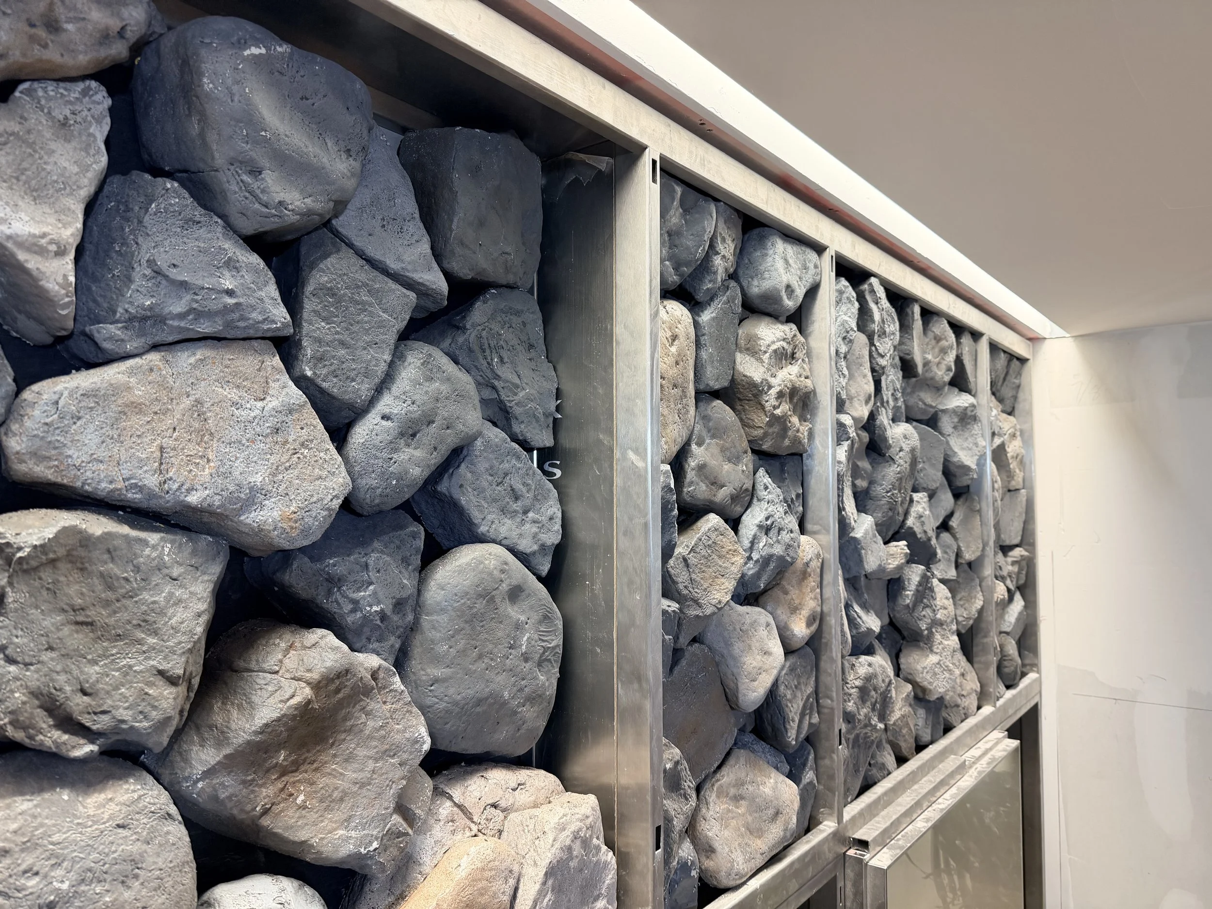 Installation of artificial rock retail display