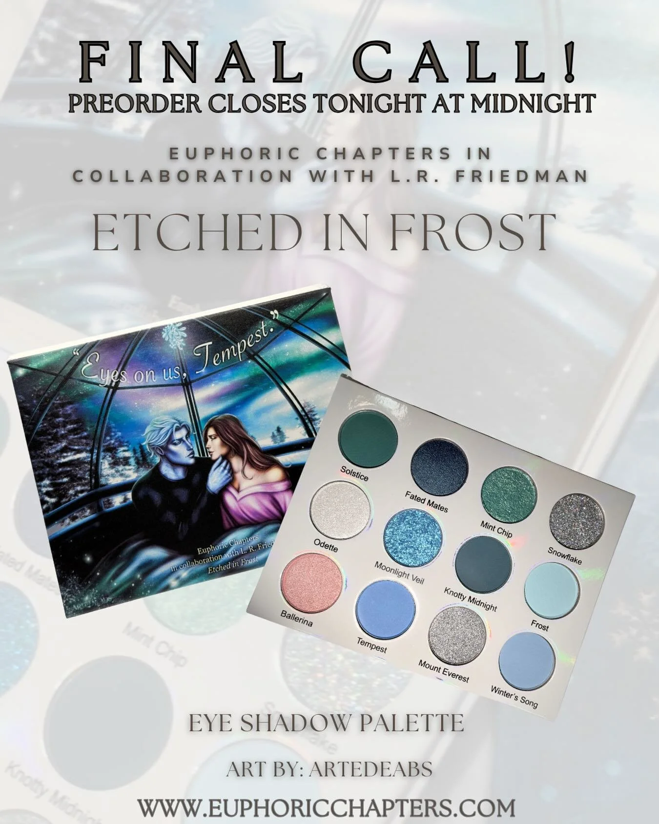 🚨 FINAL CALL 🚨

This is your last chance to grab our very first collab inspired by Etched in Frost by @lrfriedmanauthor ❄️🩰🐺

The limited-time preorder closes TONIGHT (Dec 26th) 

For $35 + shipping, you&rsquo;ll receive this exclusive bundle cre