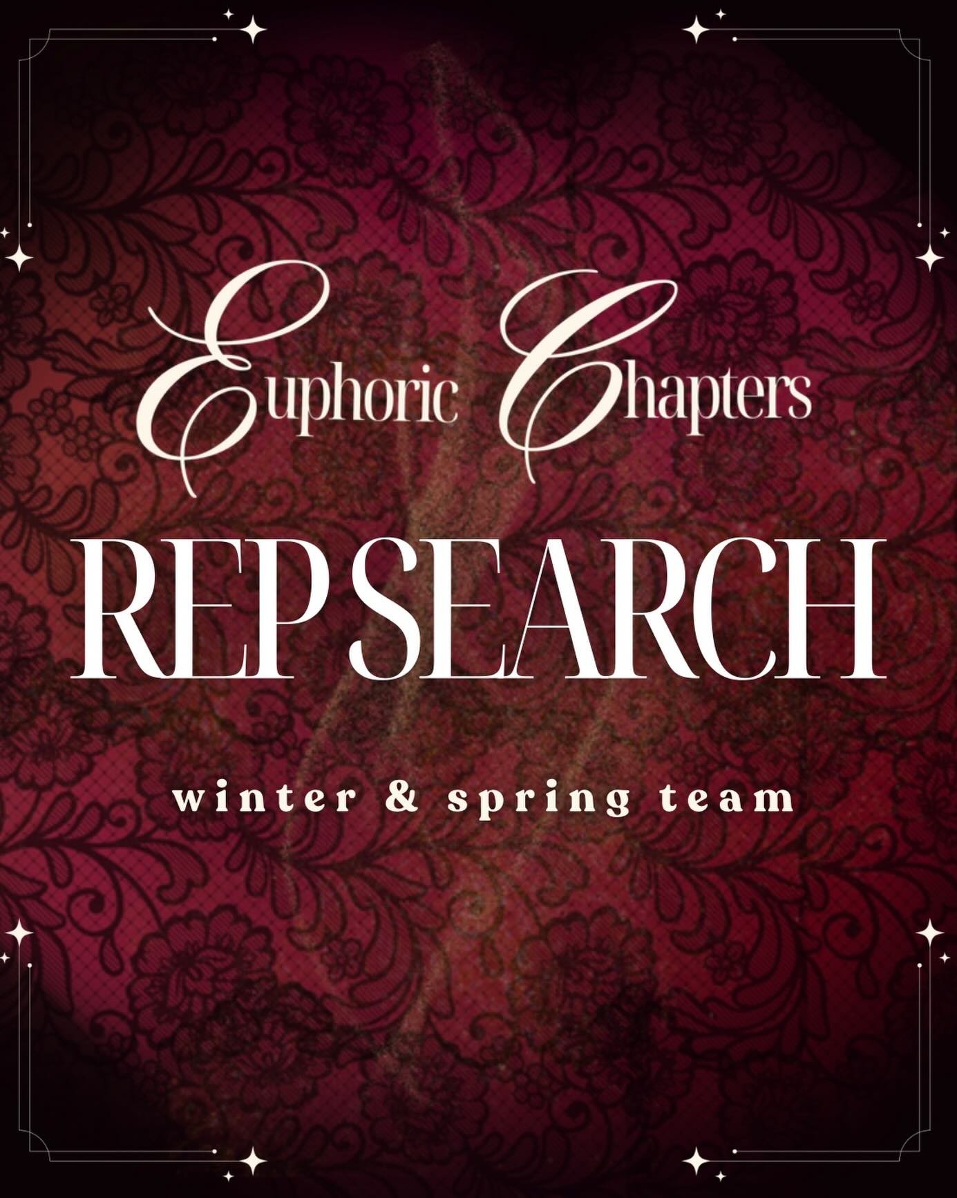 𝑬𝒖𝒑𝒉𝒐𝒓𝒊𝒄 𝑪𝒉𝒂𝒑𝒕𝒆𝒓𝒔 𝑹𝒆𝒑 𝑻𝒆𝒂𝒎 𝑺𝒆𝒂𝒓𝒄𝒉 📚🖤🥀

It&rsquo;s that time again! ✨ Euphoric Chapters is growing and we&rsquo;re looking to add more reps to our merch team! We rely heavily on our reps who love to collab and give thei