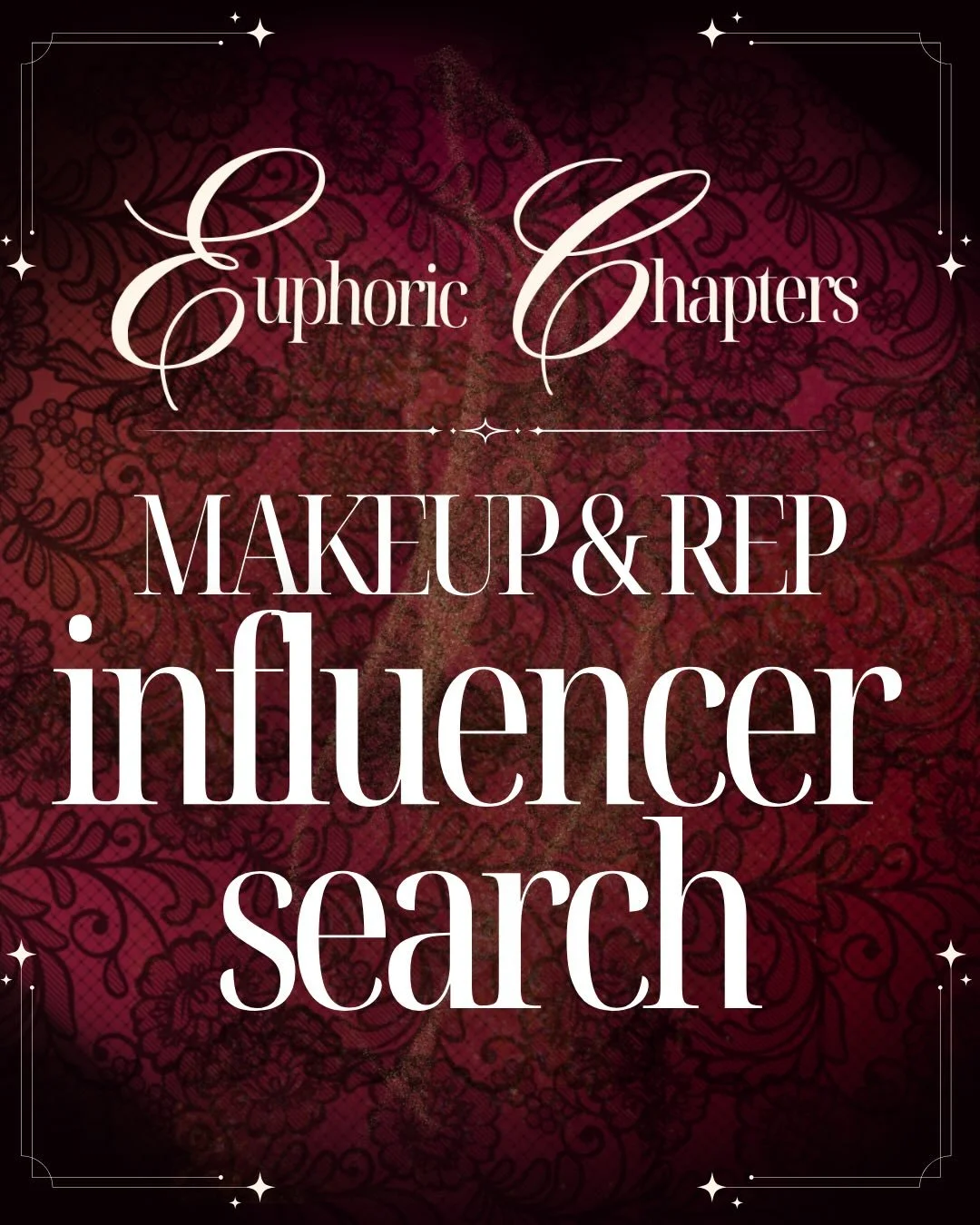 Euphoric Chapters Makeup &amp; Rep Influencer Search! 
 We&rsquo;re so excited to announce that our Euphoric Chapters Makeup/Rep Influencer Search is LIVE!💄 💋 our makeup team is merging with our merch team to create one big euphoric family!

We val