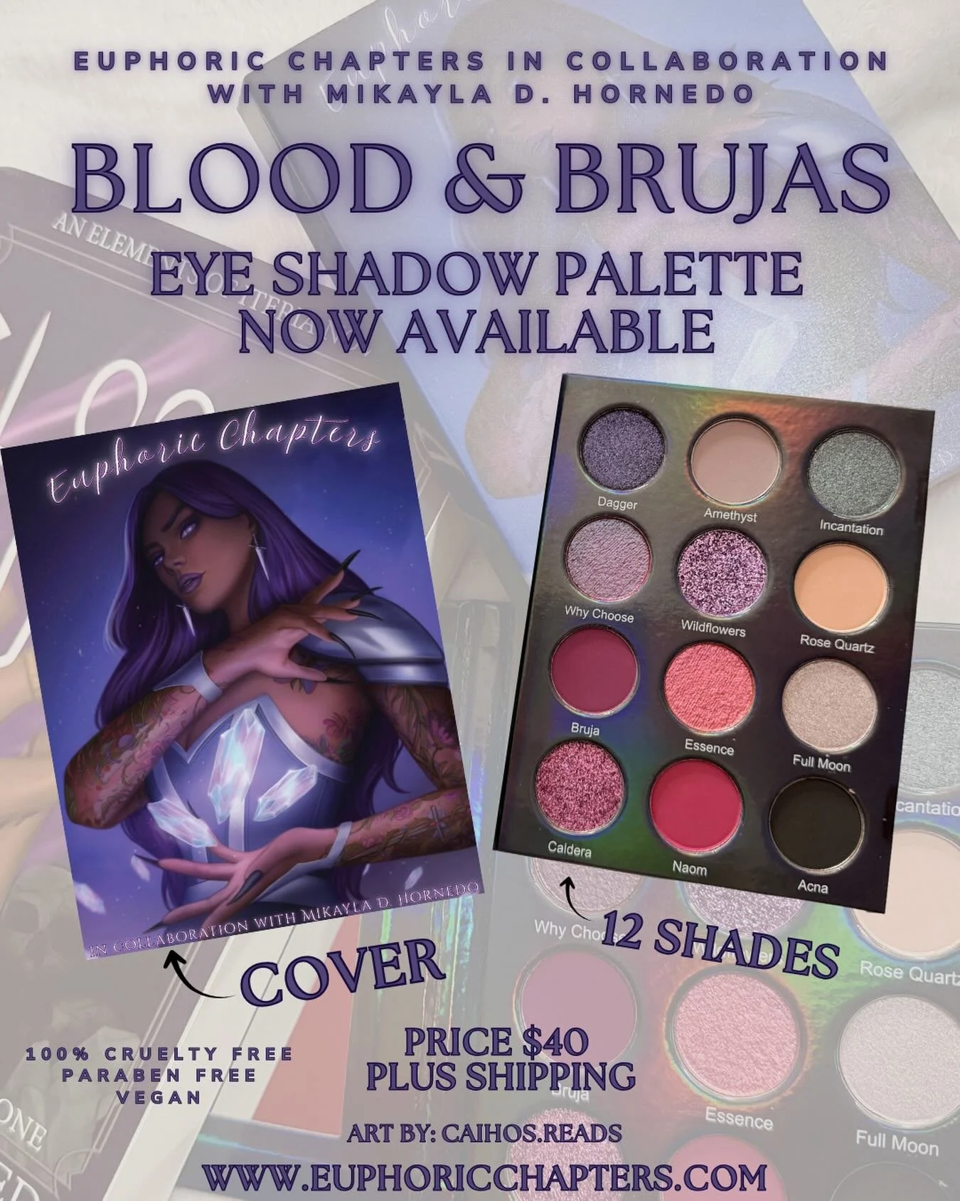 We are so excited to finally share February&rsquo;s palette inspired by Blood and Brujas by Mikayla D. Hornedo is finally AVAILABLE NOW 💜

Dayanara is a powerful witch who&rsquo;s heir to the Caldera throne and she&rsquo;s spent her life being shape