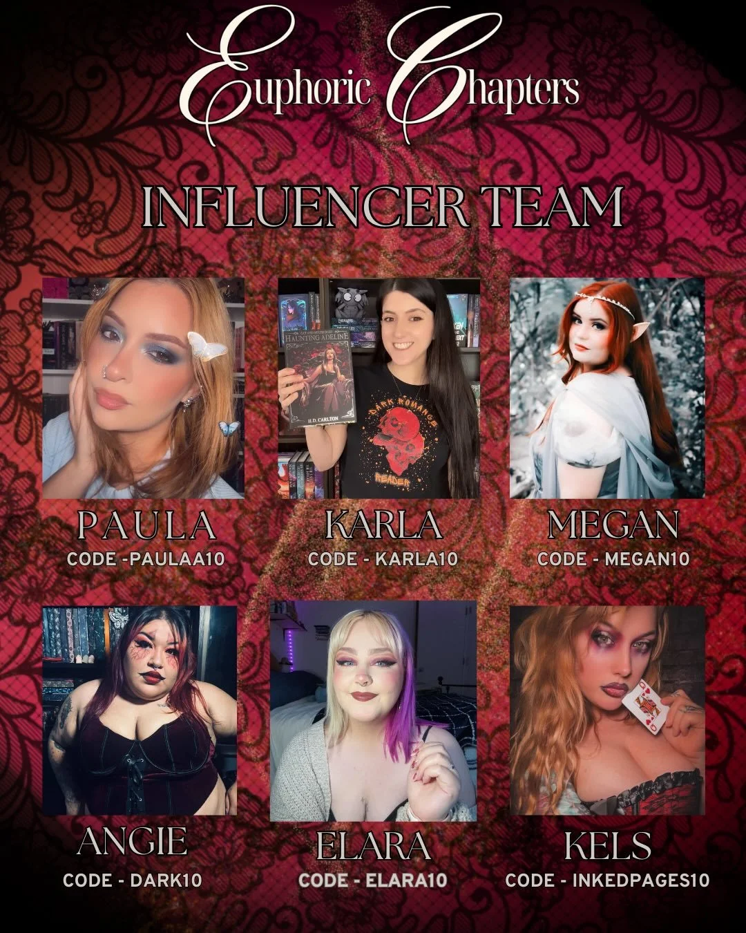 Euphoric Chapters Winter-Spring Influencer Team ✨

Our teams have officially merge into one big euphoric family &hearts;️ let&rsquo;s give a big welcome to our influencer team!  They are all so creative and amazing! We are so blessed to have such an 