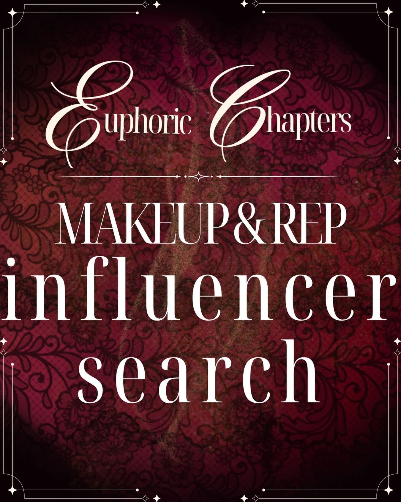 Euphoric Chapters Makeup &amp; Rep Influencer Search! 
 We&rsquo;re so excited to announce that our Euphoric Chapters Makeup/Rep Influencer Search is LIVE!💄 💋 our makeup team is merging with our merch team to create one big euphoric family!

We val