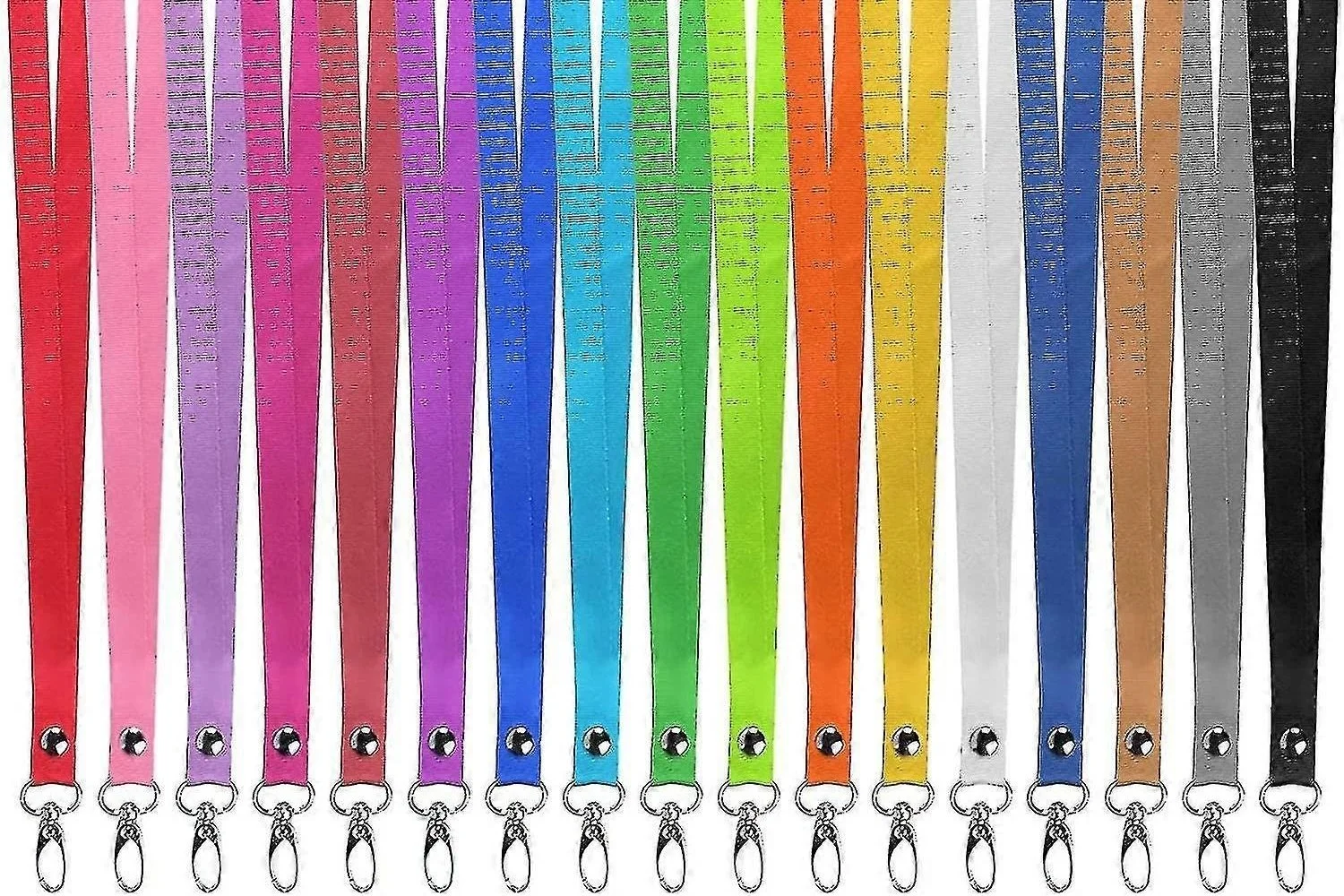 a row of colourful lanyards
