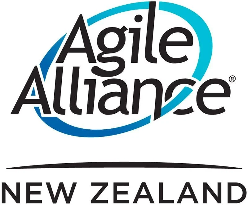Logo of Agile Alliance New Zealand with blue swoosh design