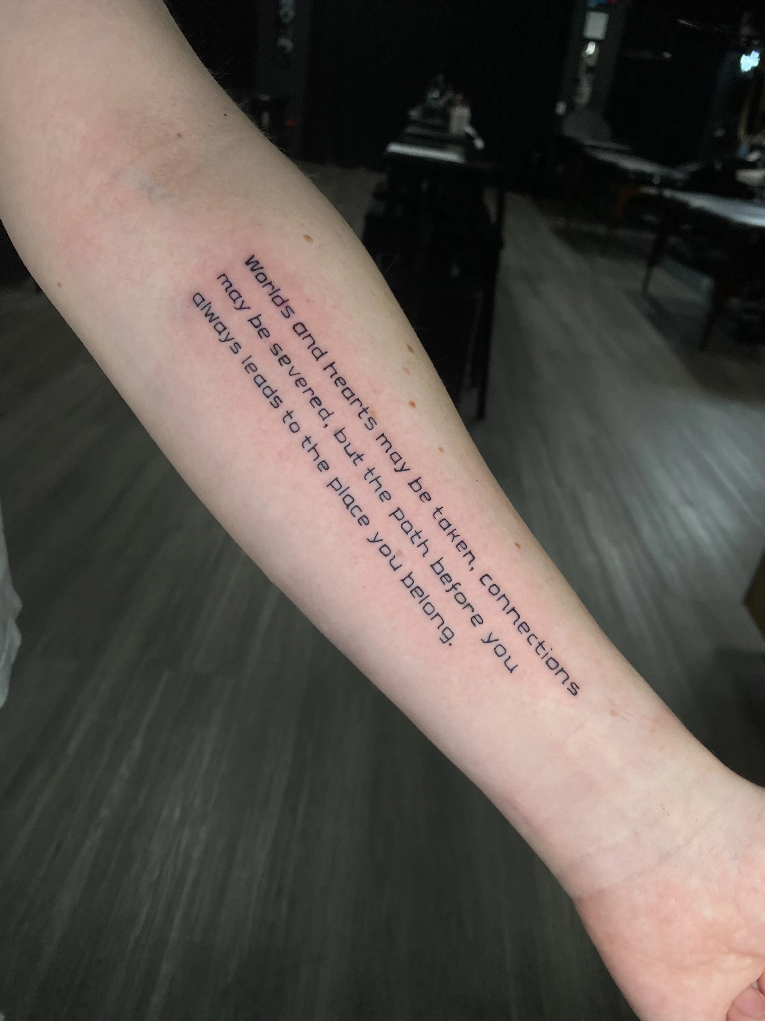 Basic text lettering tattoo