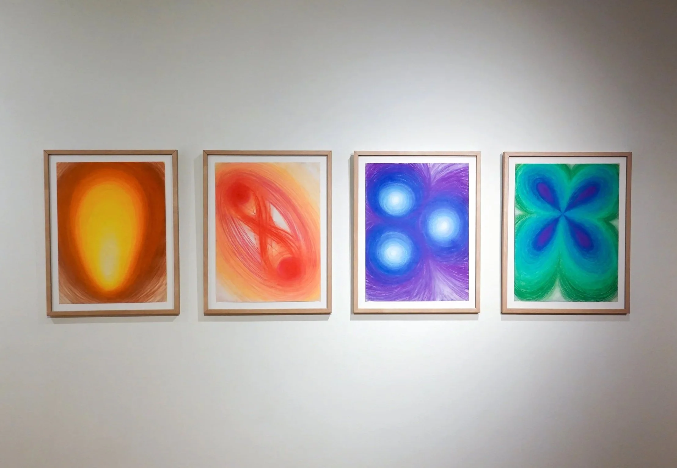 Group Dynamics (quadryptich), 2025, chalk pastel on paper, 24 x 18 inches each