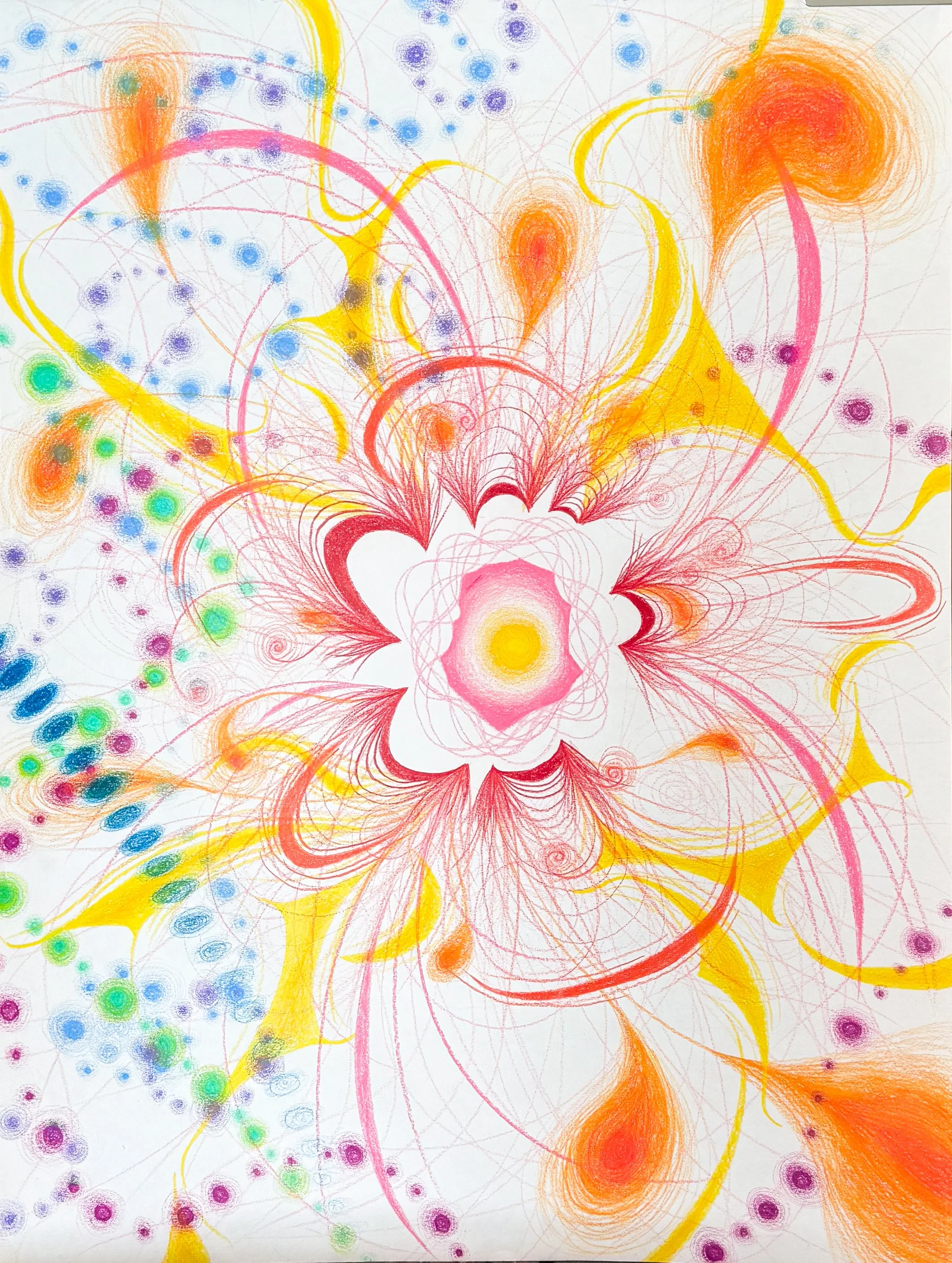 Dancing, 2026, colored pencil on paper, 24 x 18 inches