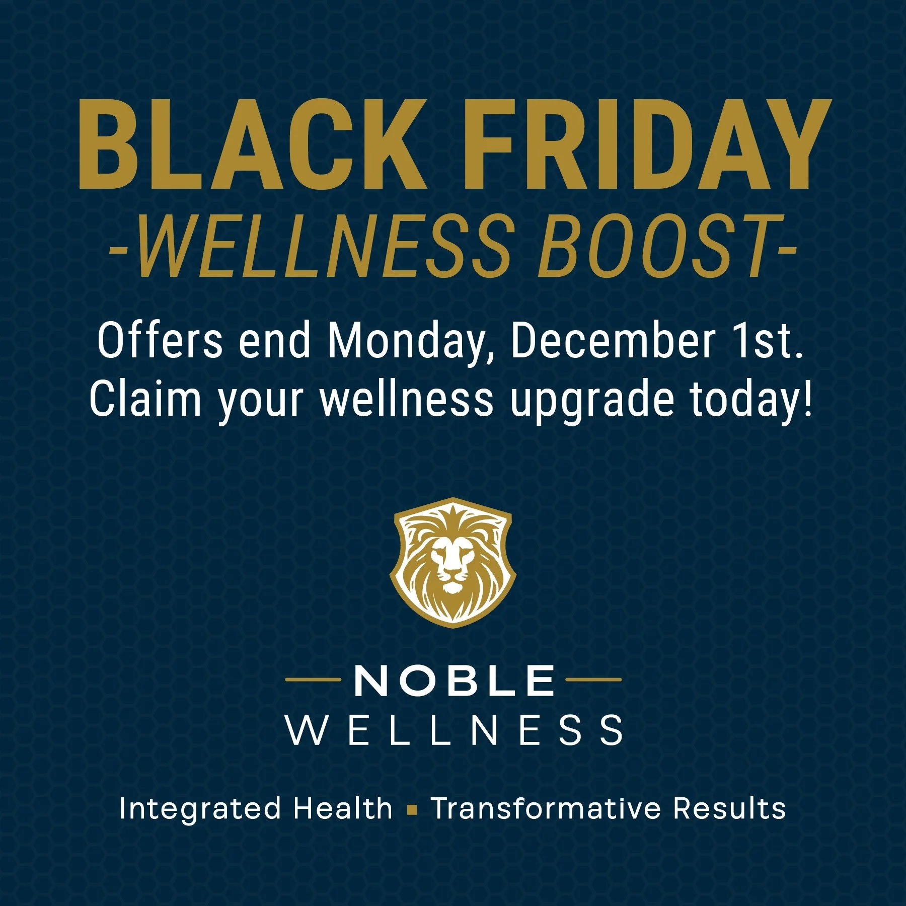 🖤 BLACK FRIDAY WELLNESS BOOST 🖤
- Limited time promotions now on -

💪 Invest in your strength, health, and longevity and get rewarded!

✨ BONUS sessions with personal training packages
✅ BUY NOW - https://www.noblewellness.ca/personal-training-van