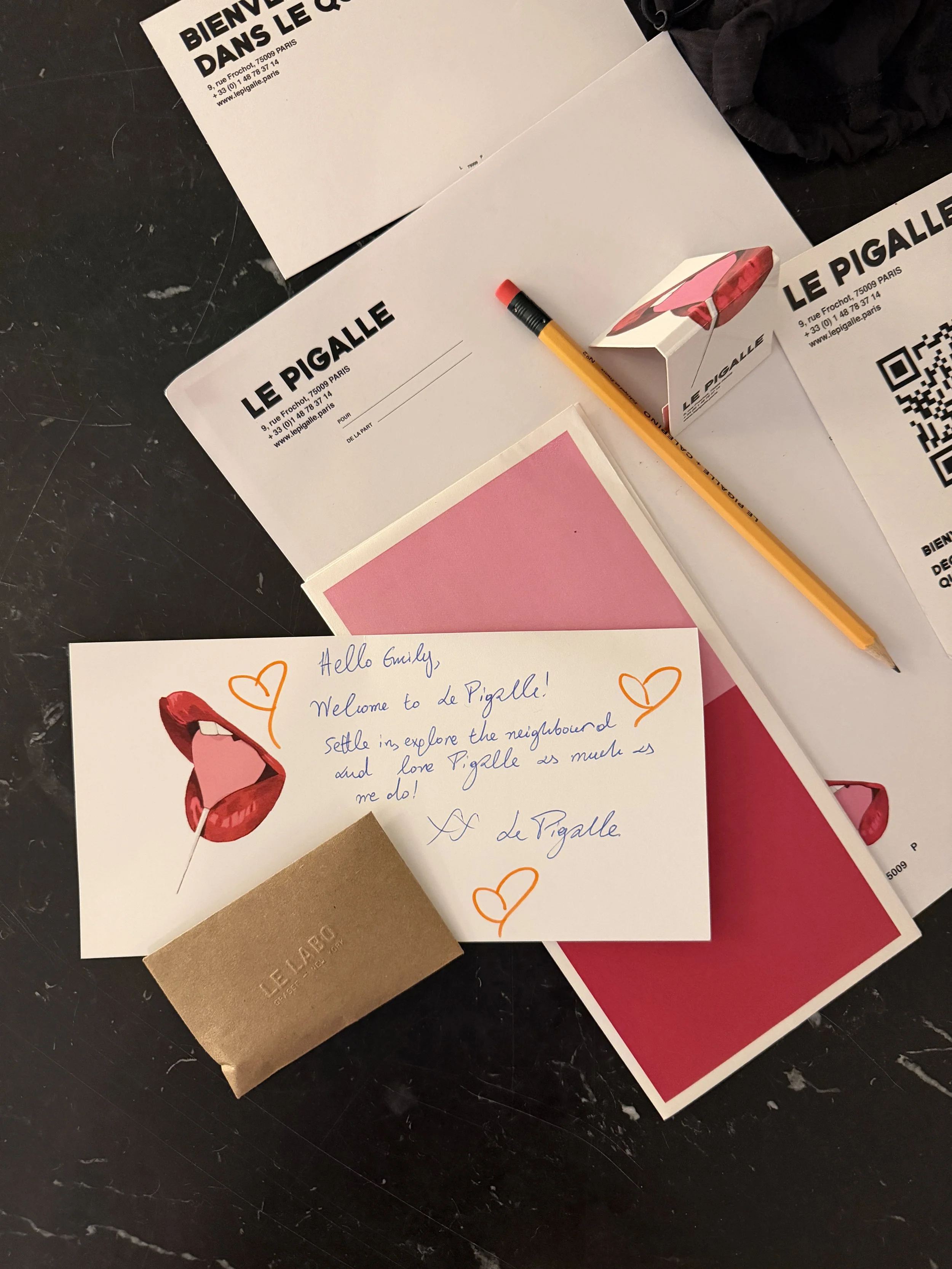  The sweetest welcome note and a free sample Le Labo perfume. 