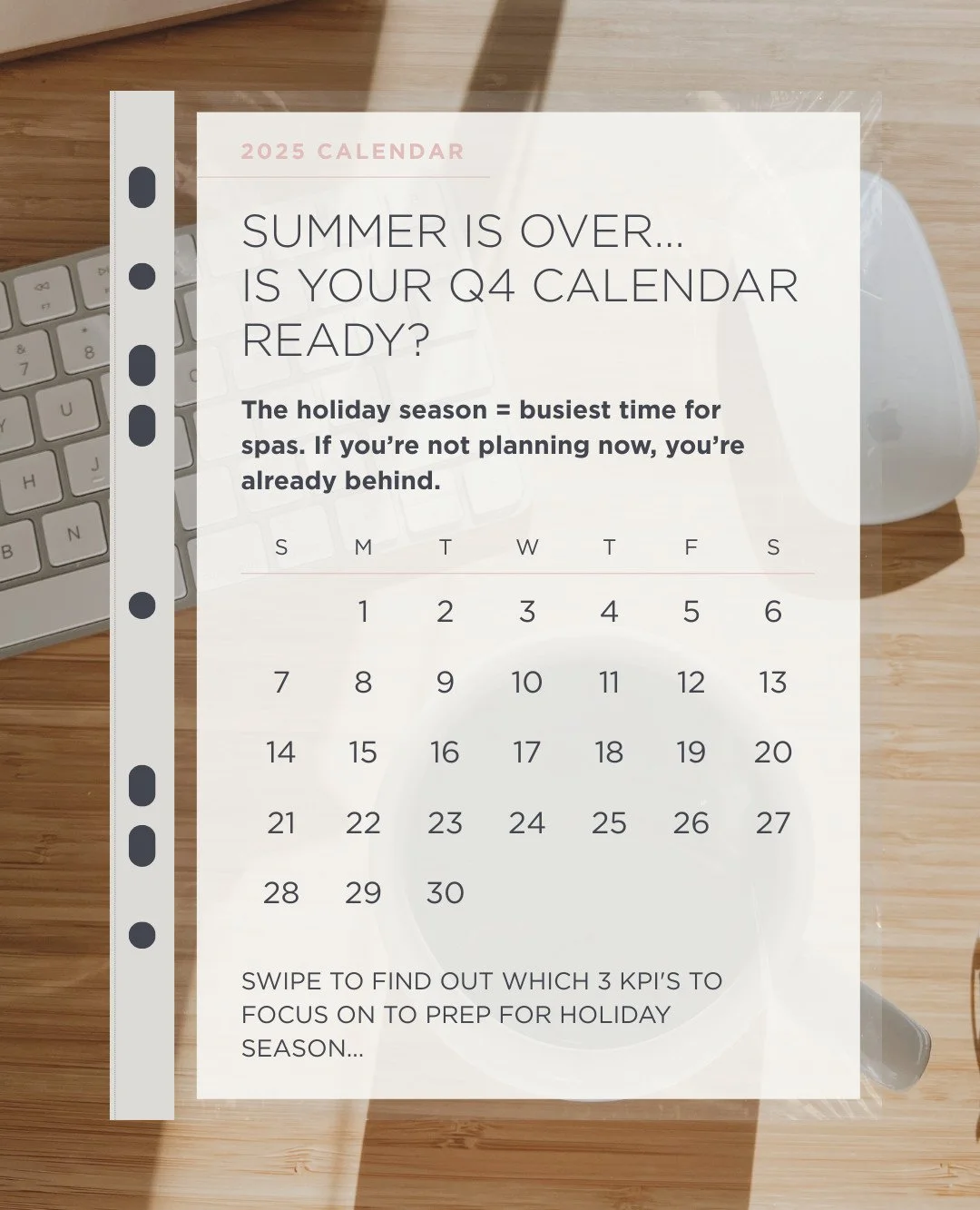 Summer is over&hellip; which means the holiday rush is basically tomorrow. 🎄 Q4 can make or break your spa&rsquo;s year, and if you&rsquo;re not planning now, you&rsquo;re already behind.

Here&rsquo;s what I tell clients to focus on right now:
🎯 G