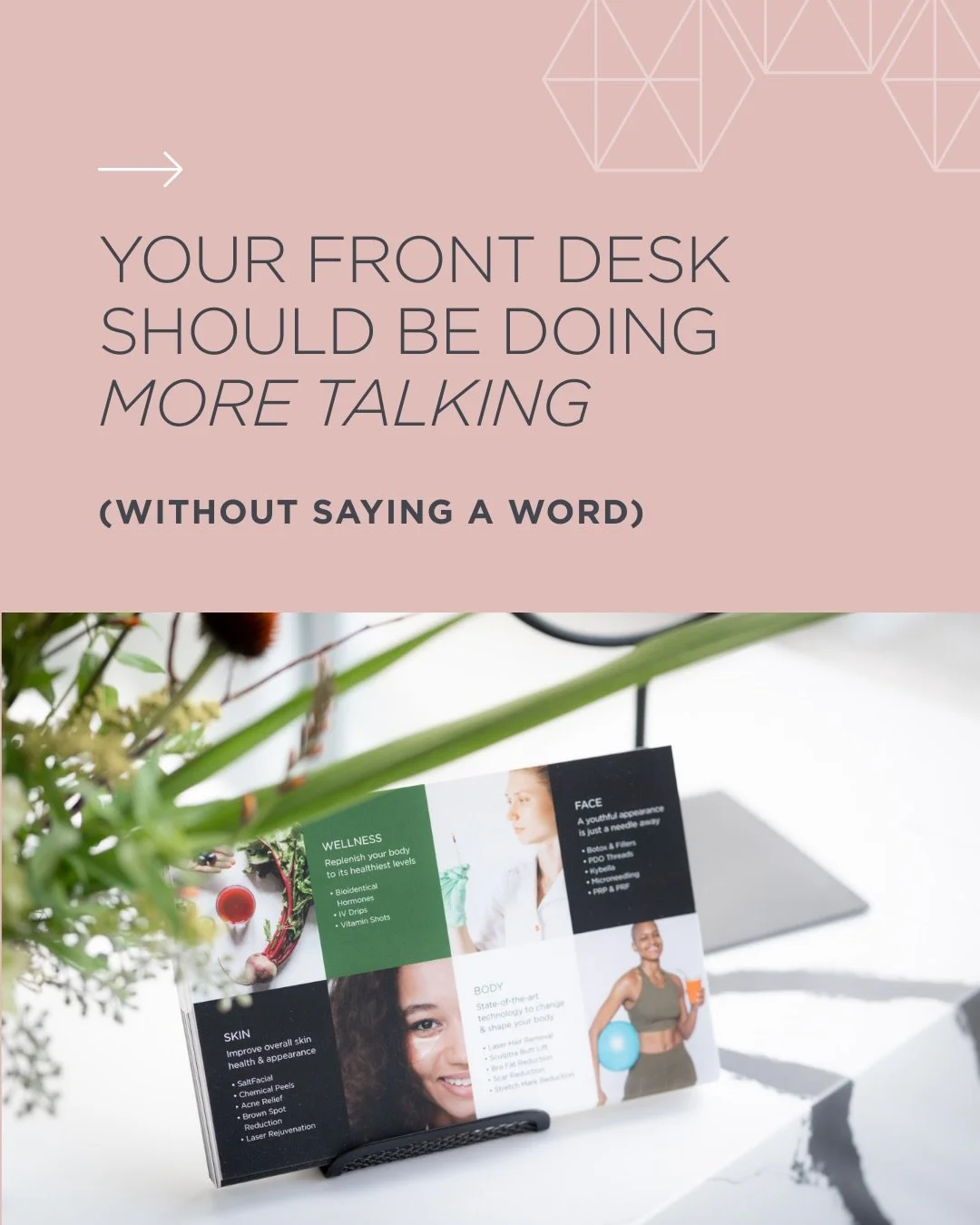 Ever notice how the best questions come up when clients are just hanging out, waiting to check in, sipping water after a treatment, or lying back during numbing time? This is prime real estate for smart, quiet marketing ✨

Flyers, when they&rsquo;re 