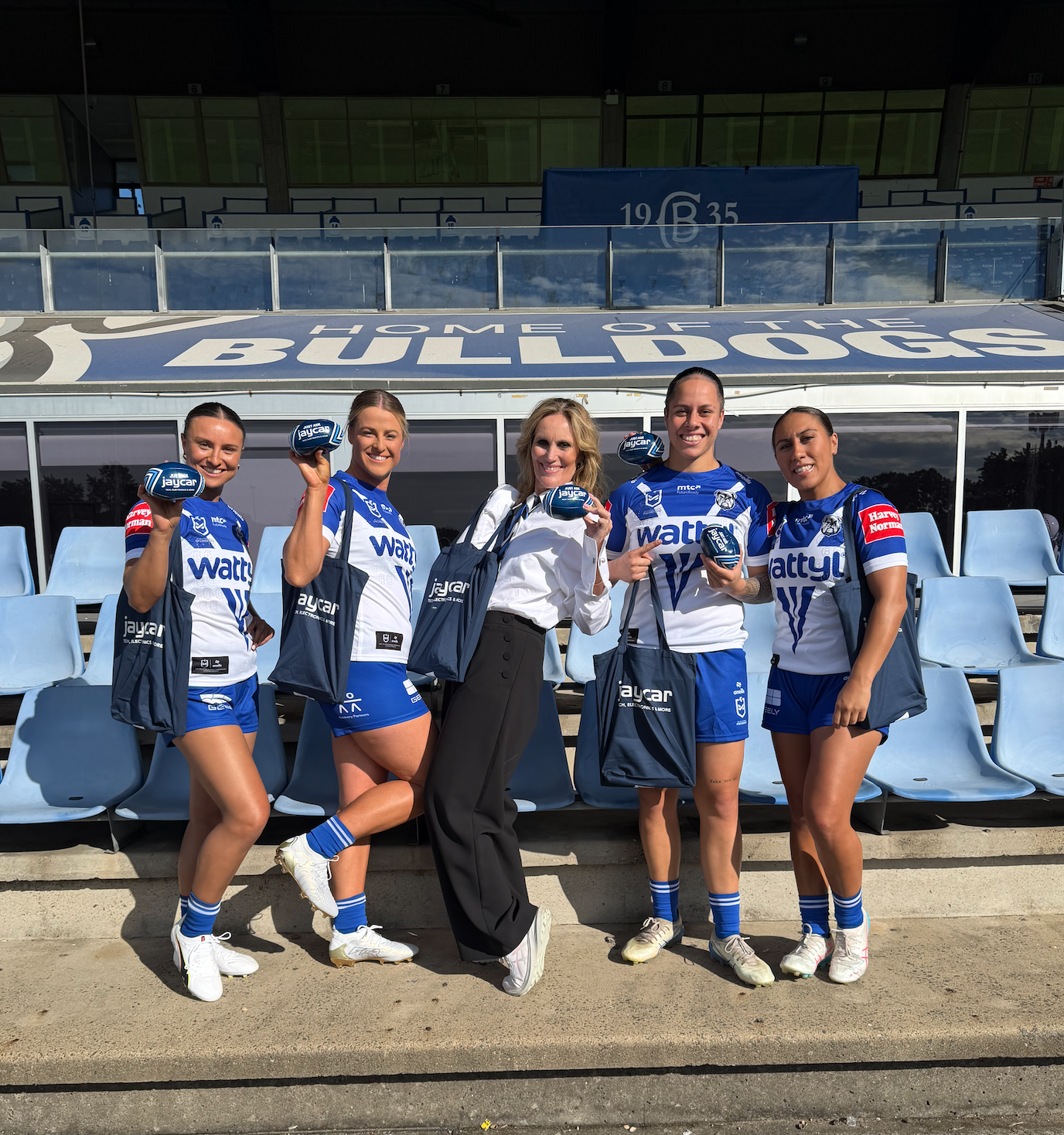 Canterbury/ Bankstown Bulldogs 2026 NRLW Season Launch- Jaycar Sponsors proudly. The Message this year from owner/ director Kerry Anne Johnston is simple "We have your back"