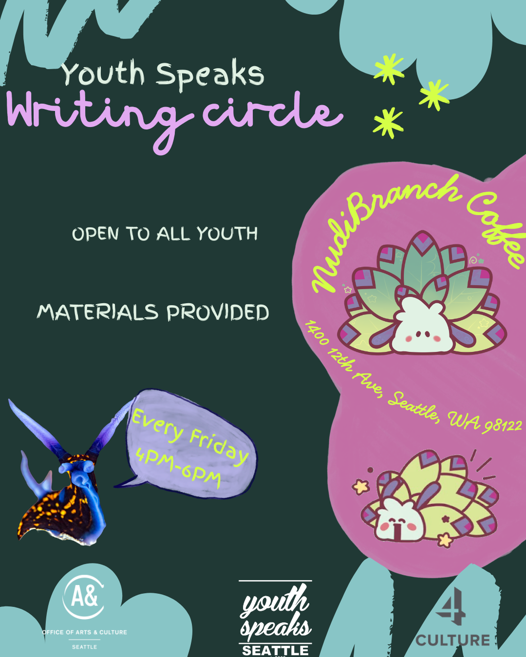 Writing event at Nudibranch Coffee.