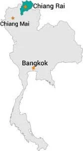 Map of Thailand showing the city of Chiang Rai, where Nudibranch Coffee ethically sources its single origin coffee beans from.