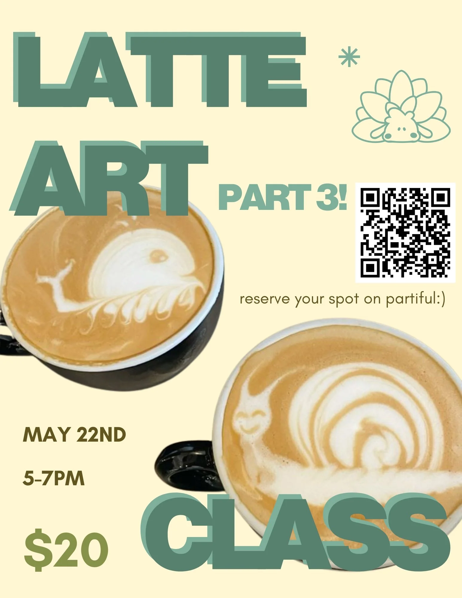 Latte Art Class at Nudibranch Coffee where they teach you how to make specialty coffee.