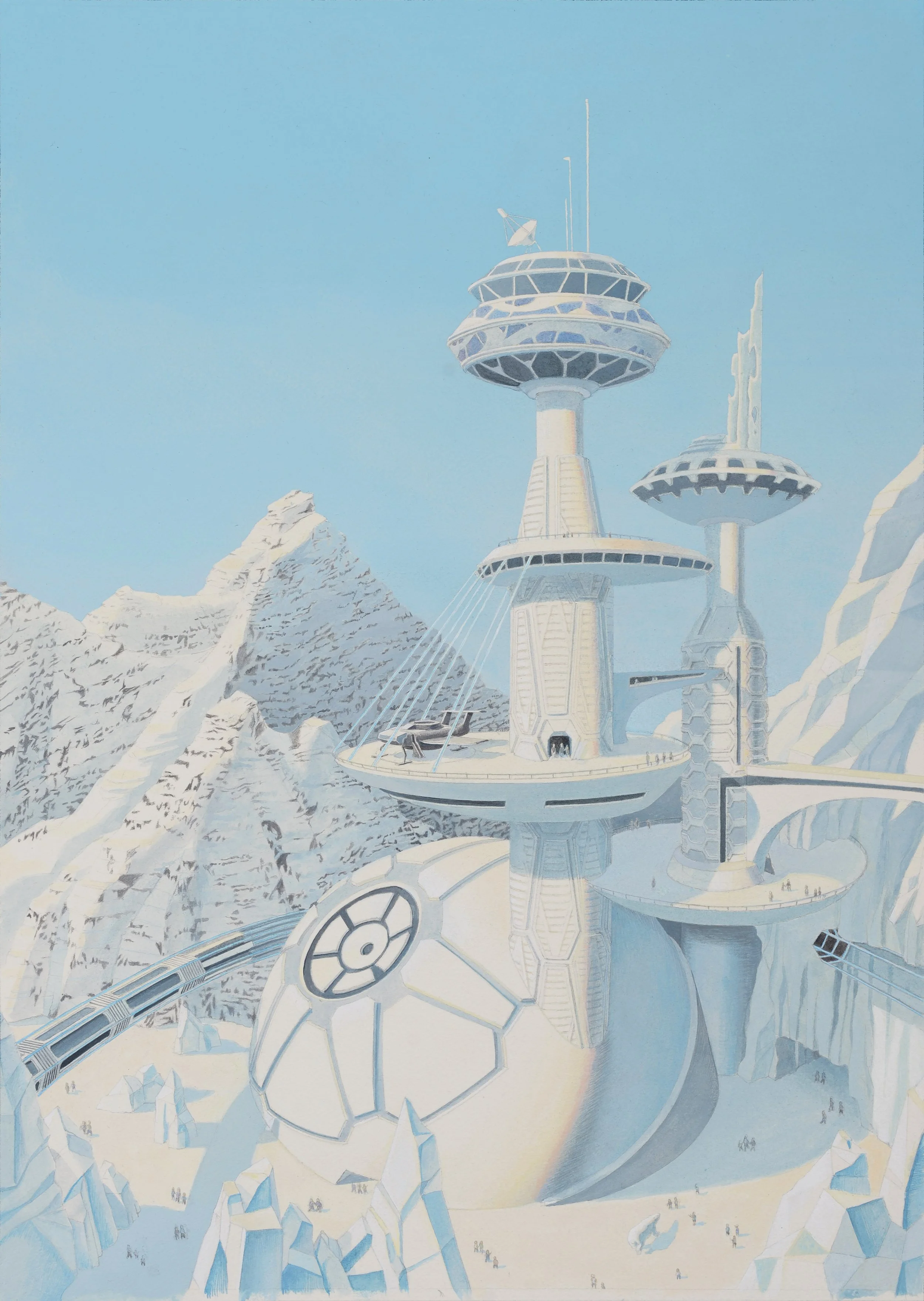 R.E.D.D. Towers Concept, acrylic on watercolour paper