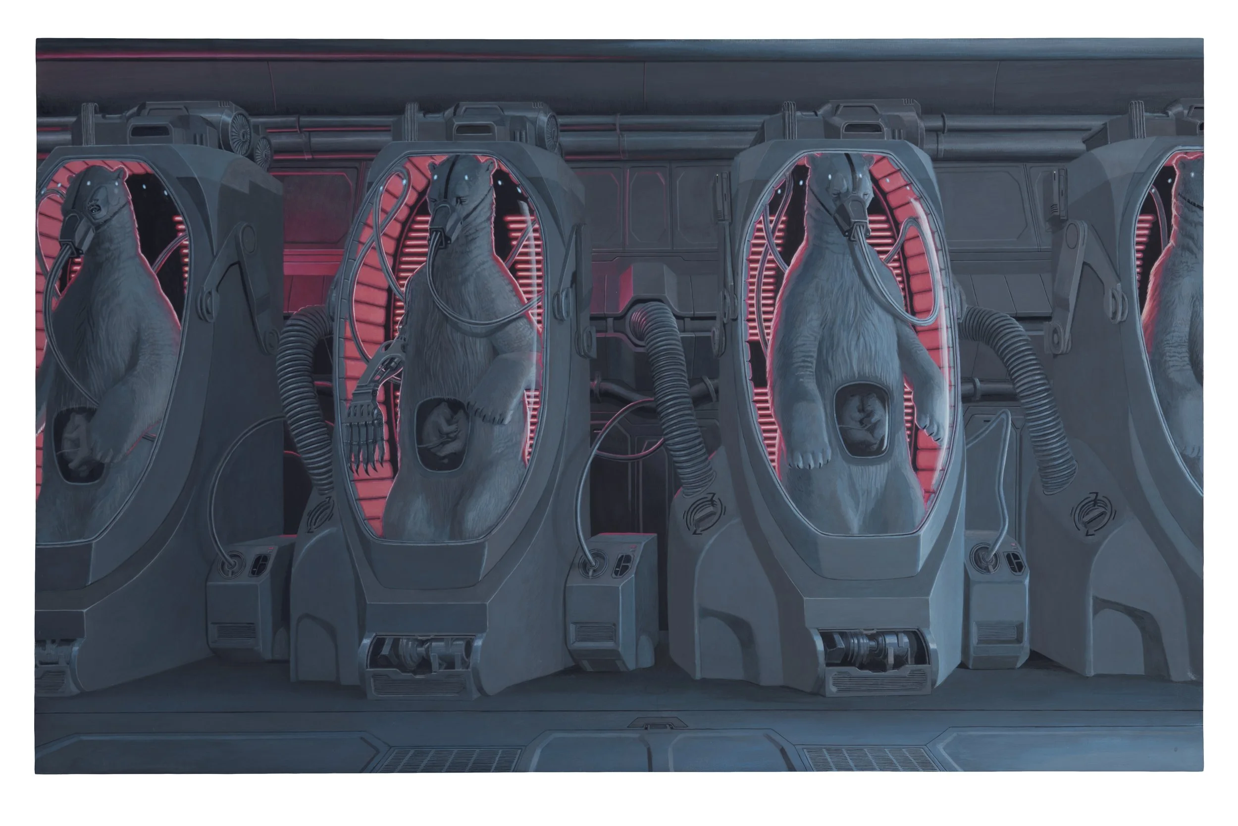 Unplugged (wip), acrylic on hardboard