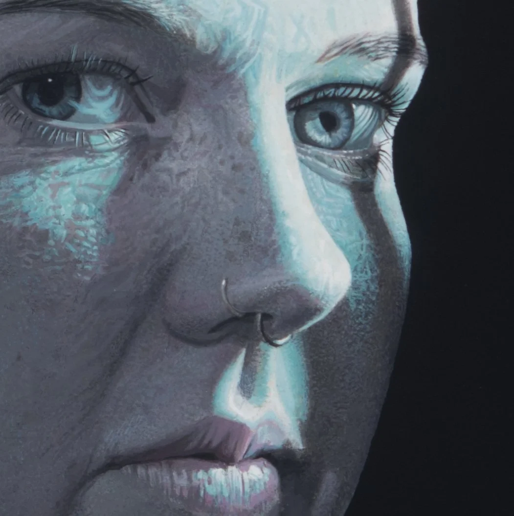 Shimmer and Syd (detail), acrylic on hardboard