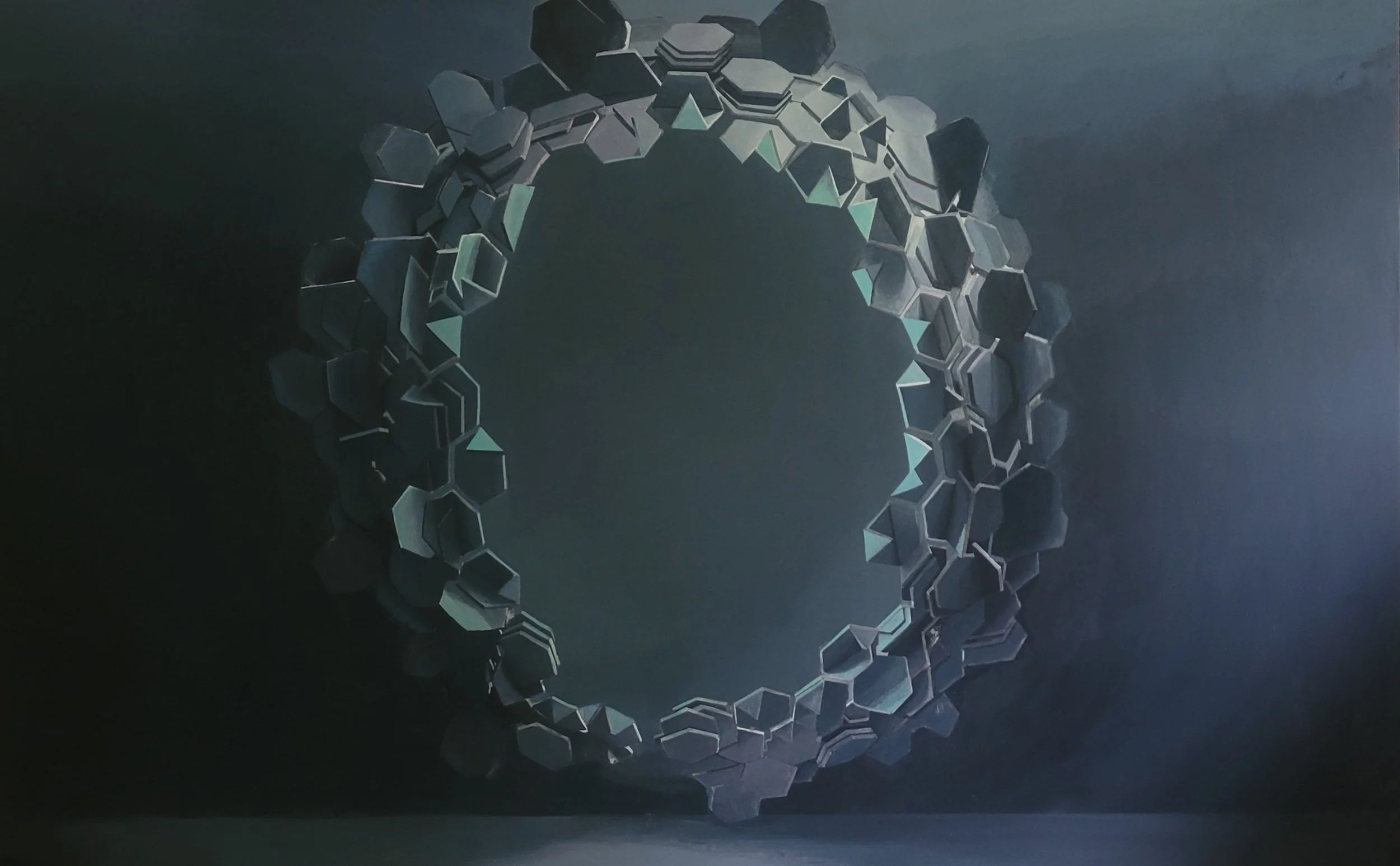 Rupture (wip), acrylic on hardboard