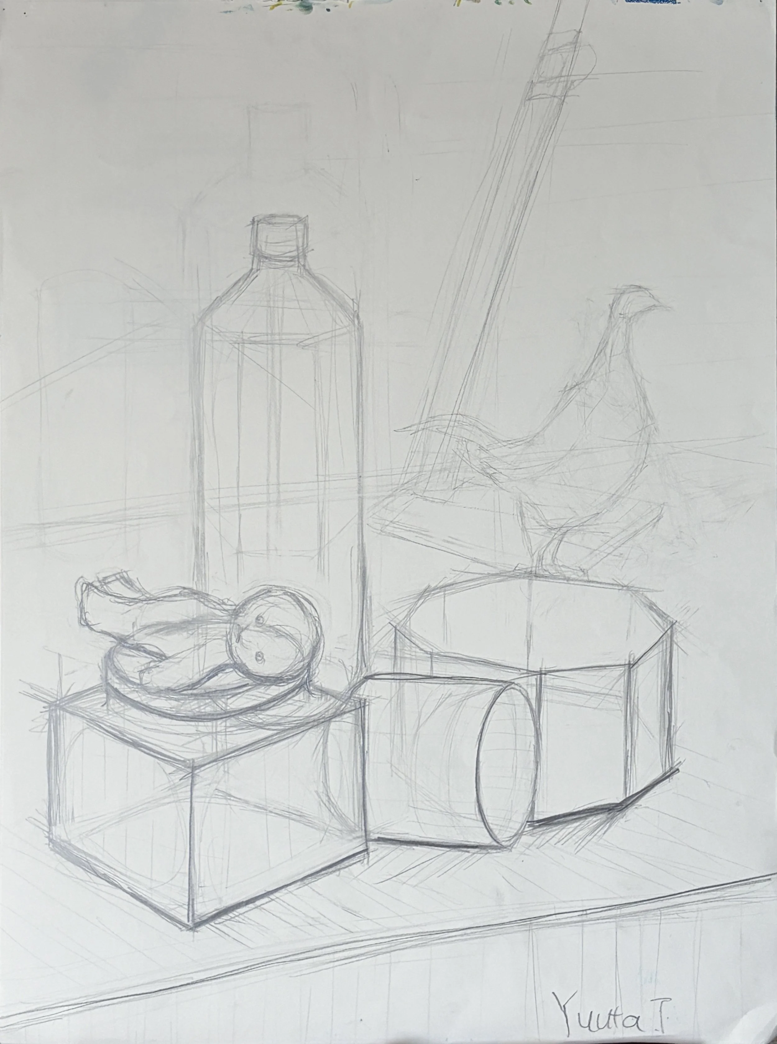  Title: Practice Drawing -----


This drawing focuses on exploring spatial depth and perspective through line. All objects are personal belongings, which I arranged to practice a balance of geometric forms, angles, and rounded volumes. I used variati