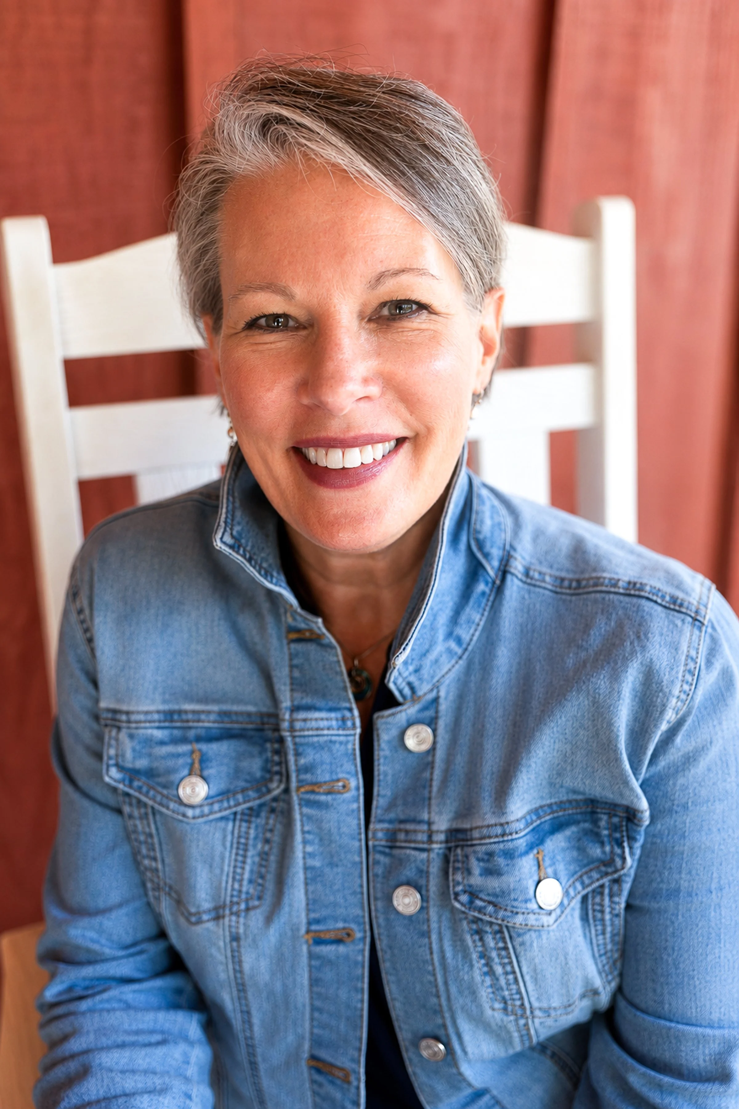 Tracy Fallon sitting on a porch in a rocking chair
