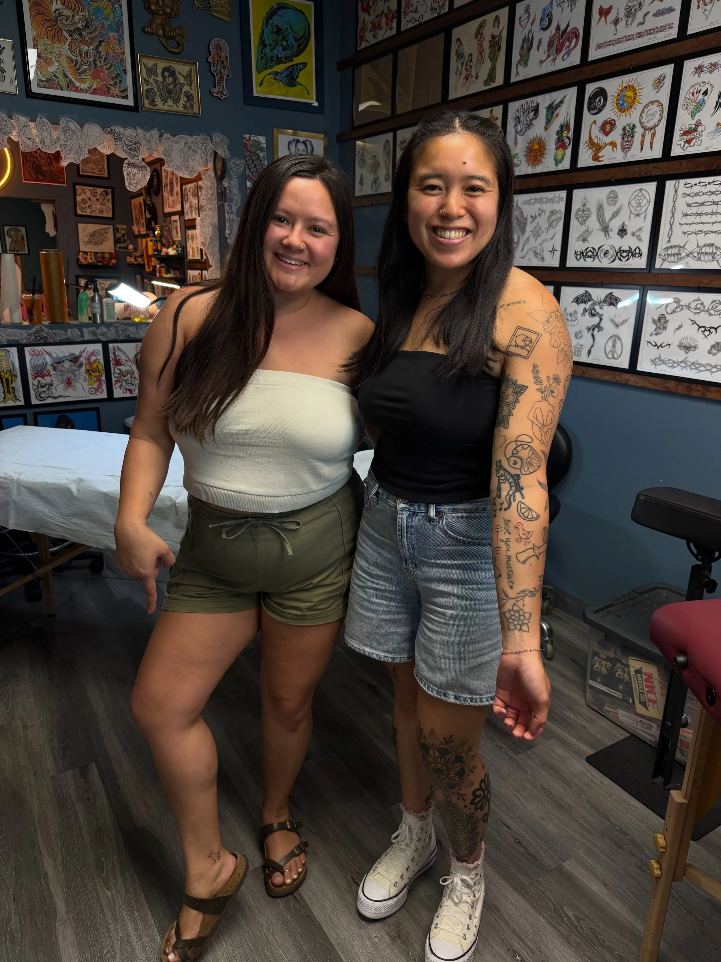 Fresh tattoos bring on the brightest smiles! 
Walk-Ins Welcome ALL weekend, come see us❤️&zwj;🔥
