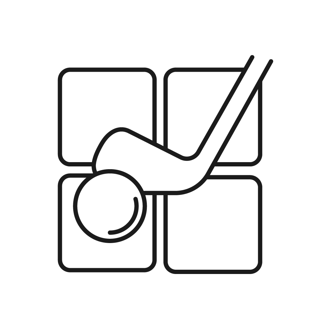 Illustration of an ice hockey stick hitting a puck on a grid background.