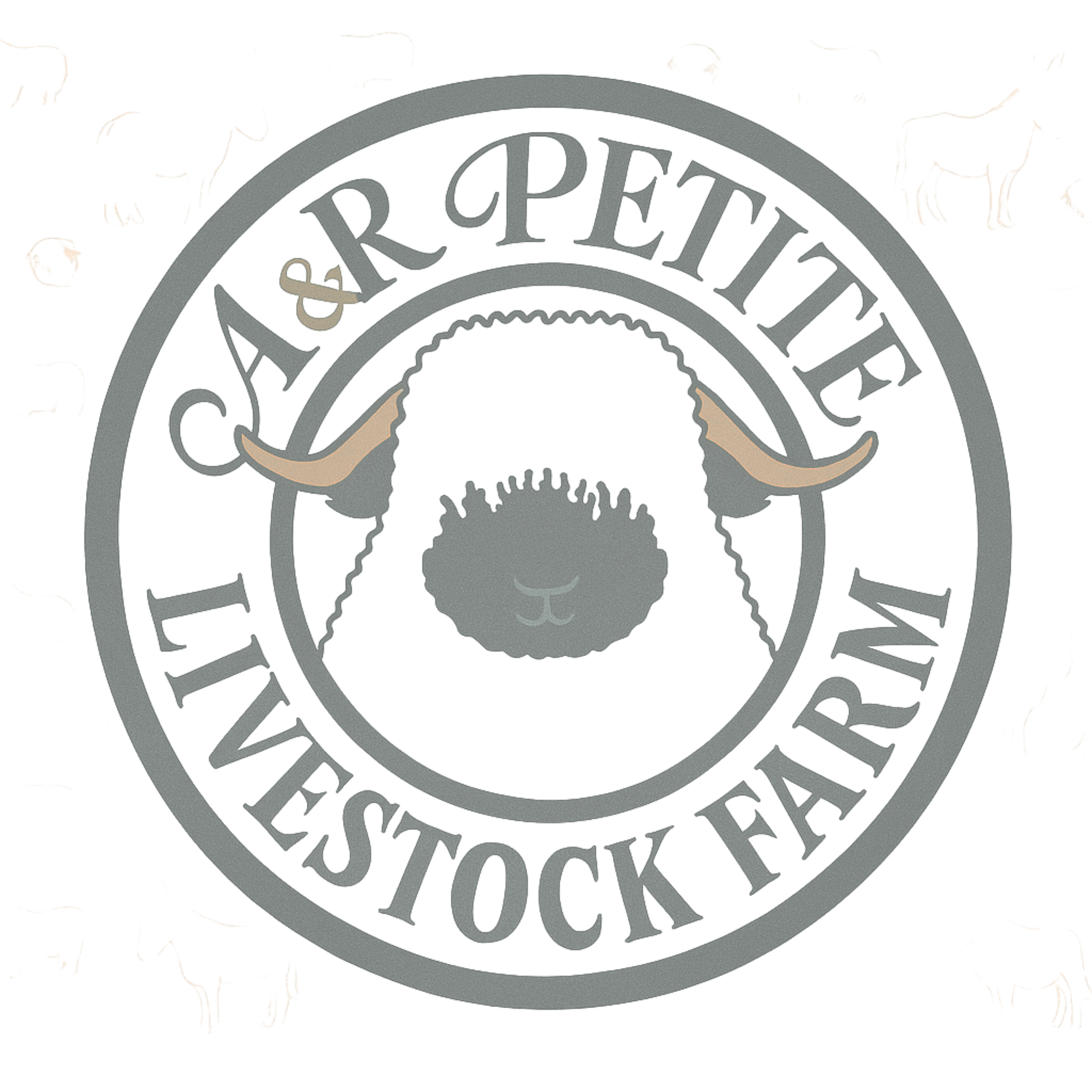 A circular logo with a sheep's face in the center, surrounded by the text 'ART & PRETENDERS' and 'FEATHERSTOCK FARM' in uppercase letters.