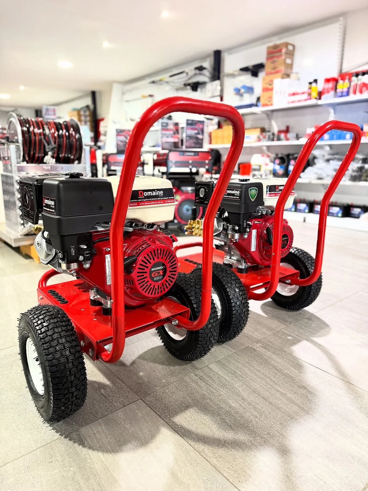 Our pocket rockets 🚀 Honda GX270 &amp; Honda GX390 on two wheels. Portable power for those looking to start small or for those seeking an additional, convenient unit.

#pressurewashing #pressurewasher #softwash #pressurecleaning #softwashing