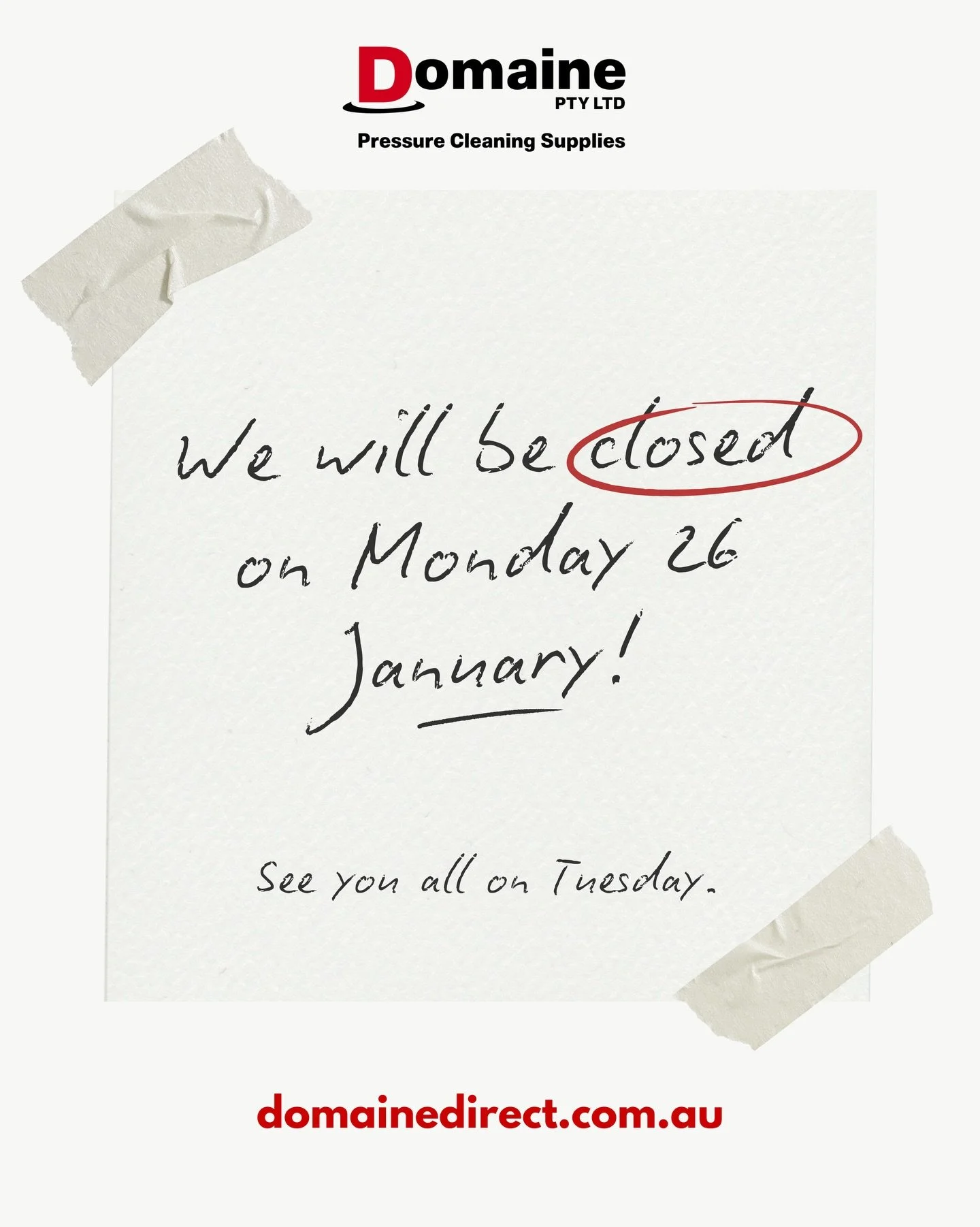 We will be closed on Monday 26 January and will re-open on Tuesday 7am! See you then 👋
